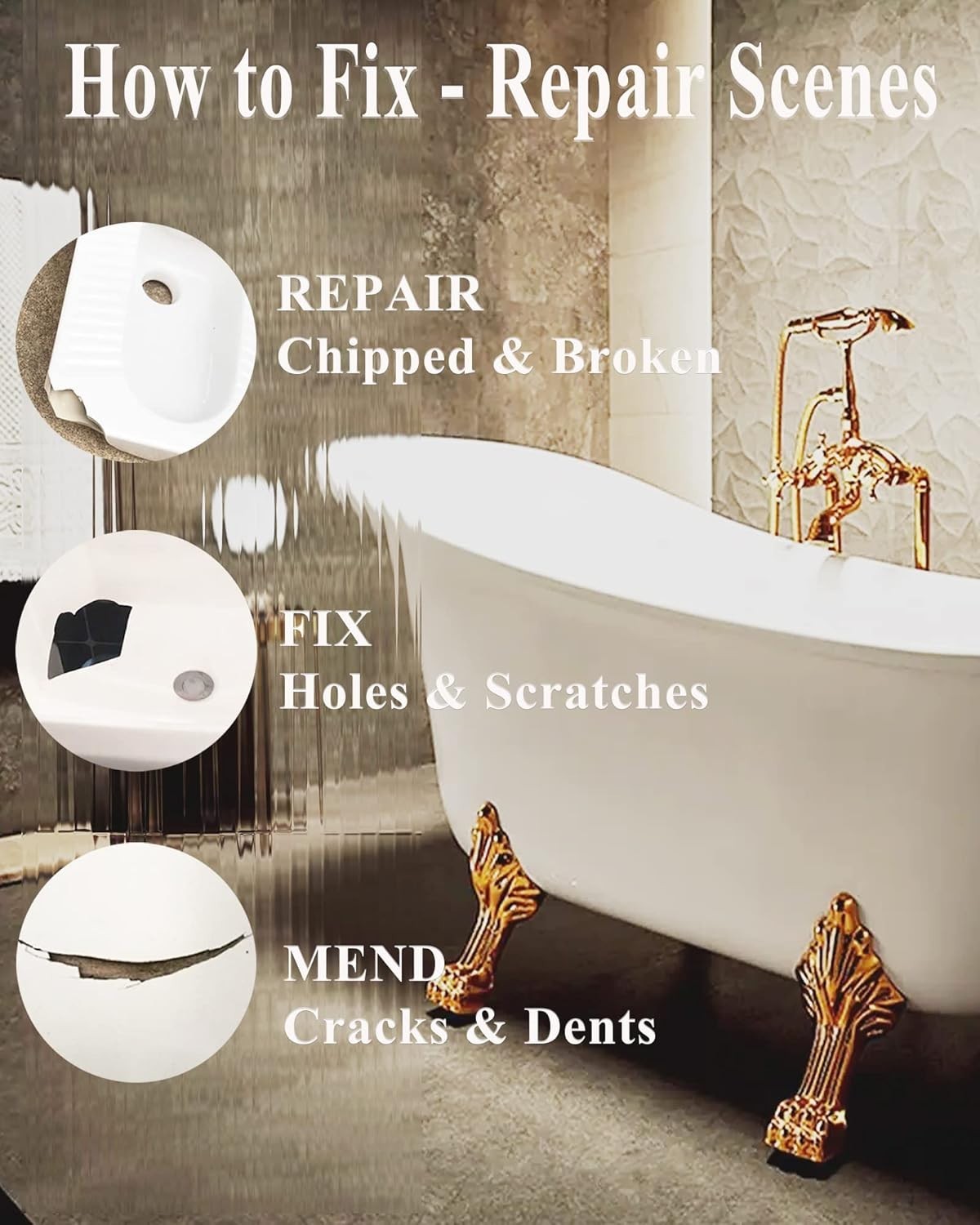 Bath Repair Kit White, Enamel, Porcelain, Acrylic, Fiberglass, Ceramic Sink, …