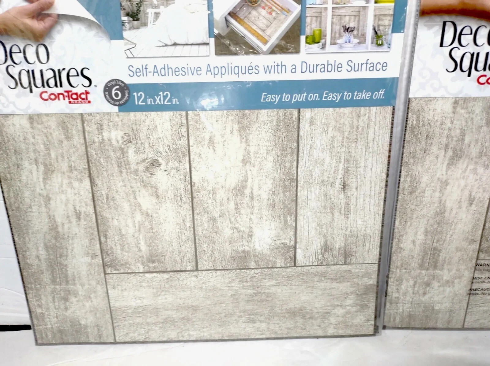 12 Tiles Contact Deco (2 Packs) Squares 12″ x 12″ Vinyl 6 Per Pack Wood Gray