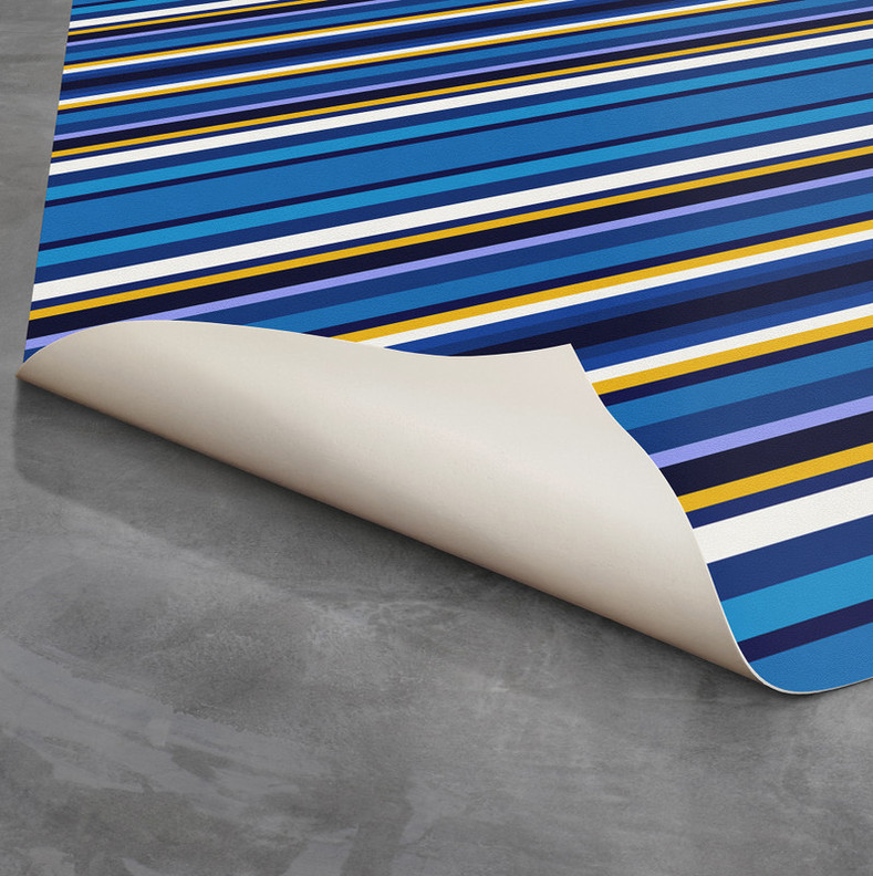 Cabana’ Non-Slip Indoor/Outdoor Rug Blue/Yellow Striped 2′ x 3′