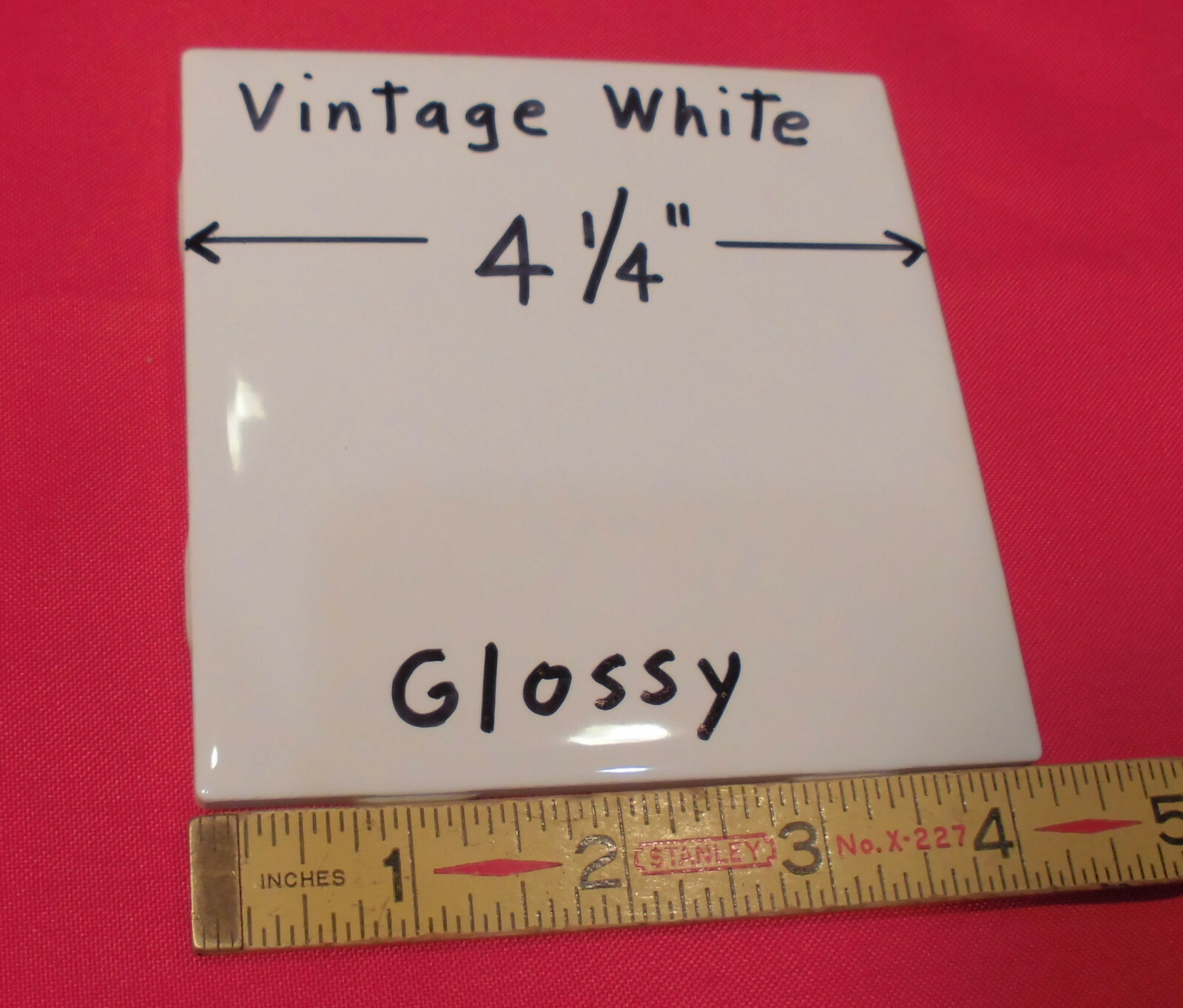 1 pc. Vintage White: 4-1/4″ Glossy Ceramic Tile from the 1990’s New Stock, USA