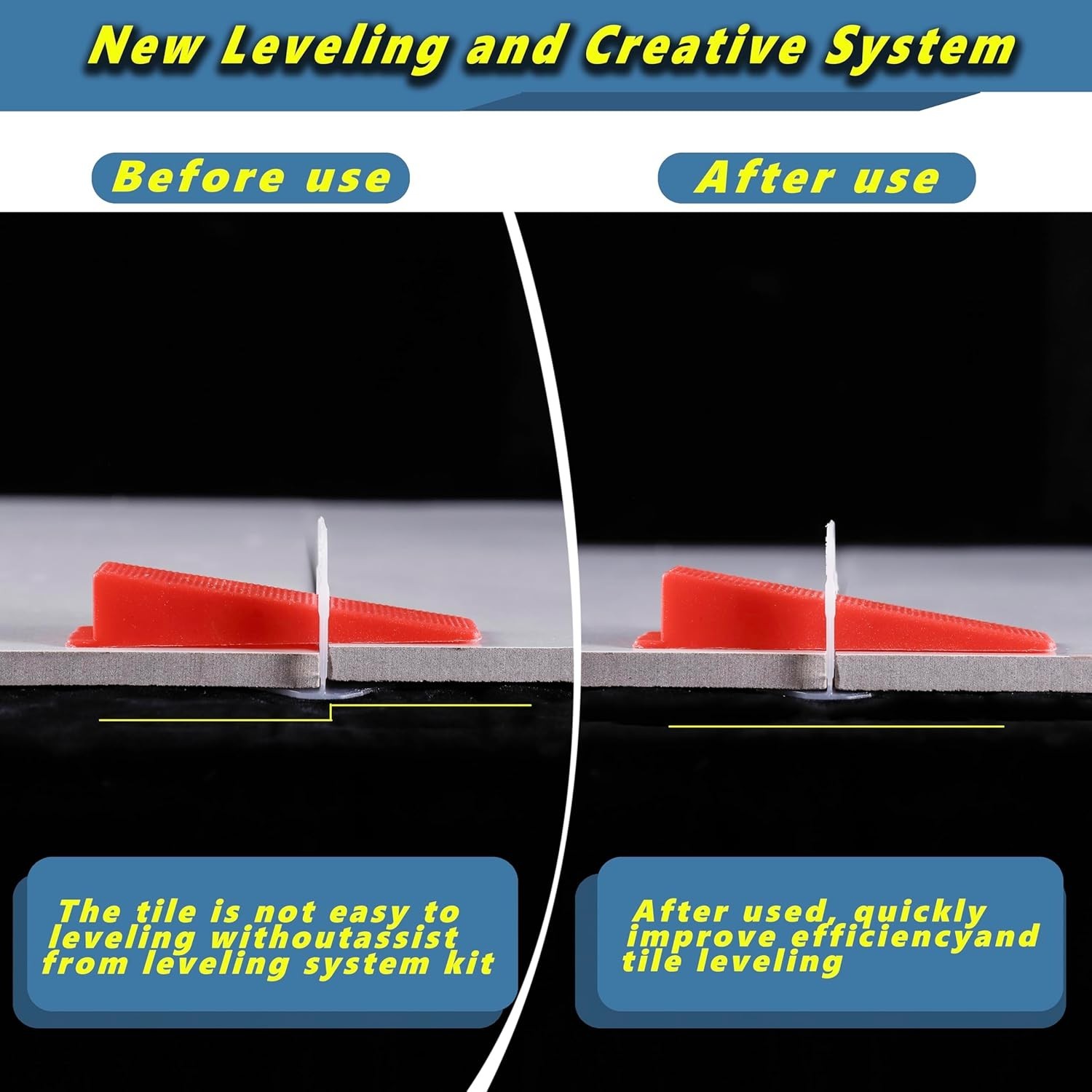 Tile Leveling System-500 pcs 1/8inch Tile Spacers + 150 pcs Tile Wedges + 1 p…