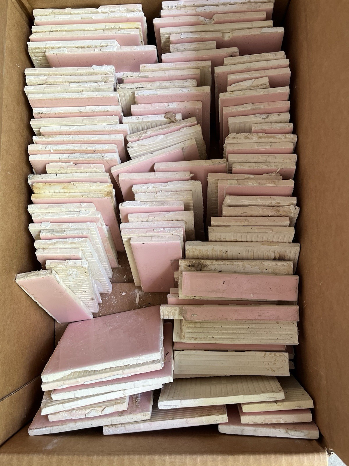 Vtg Lot 100’s-PINK Mosaic Tile USA Company-4 3/8″ Square Ceramic-Reclaimed-Ohio