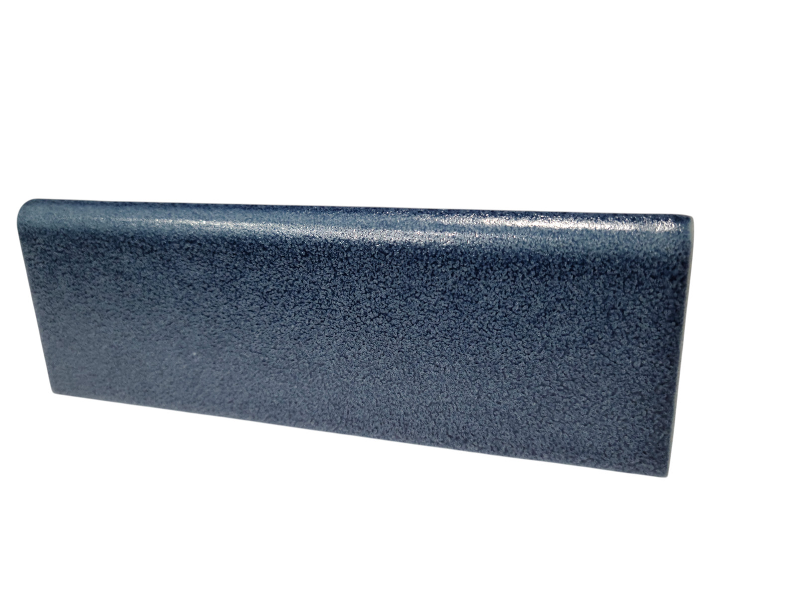 Blue Ceramic Bullnose Tile Subway Trim Crystalline Texture Mid Century Modern