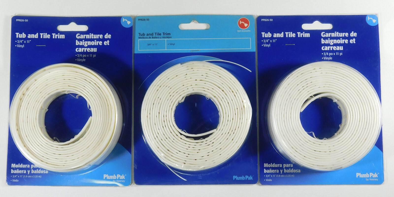 3 Plumb Pak by Kenney Vinyl Tub and Tile Trim 3/4″ x 11′