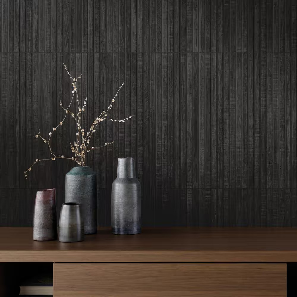 Montgomery Ribbon Black 24 In. X 48 In. Matte Porcelain Floor and Wall Tile (15.
