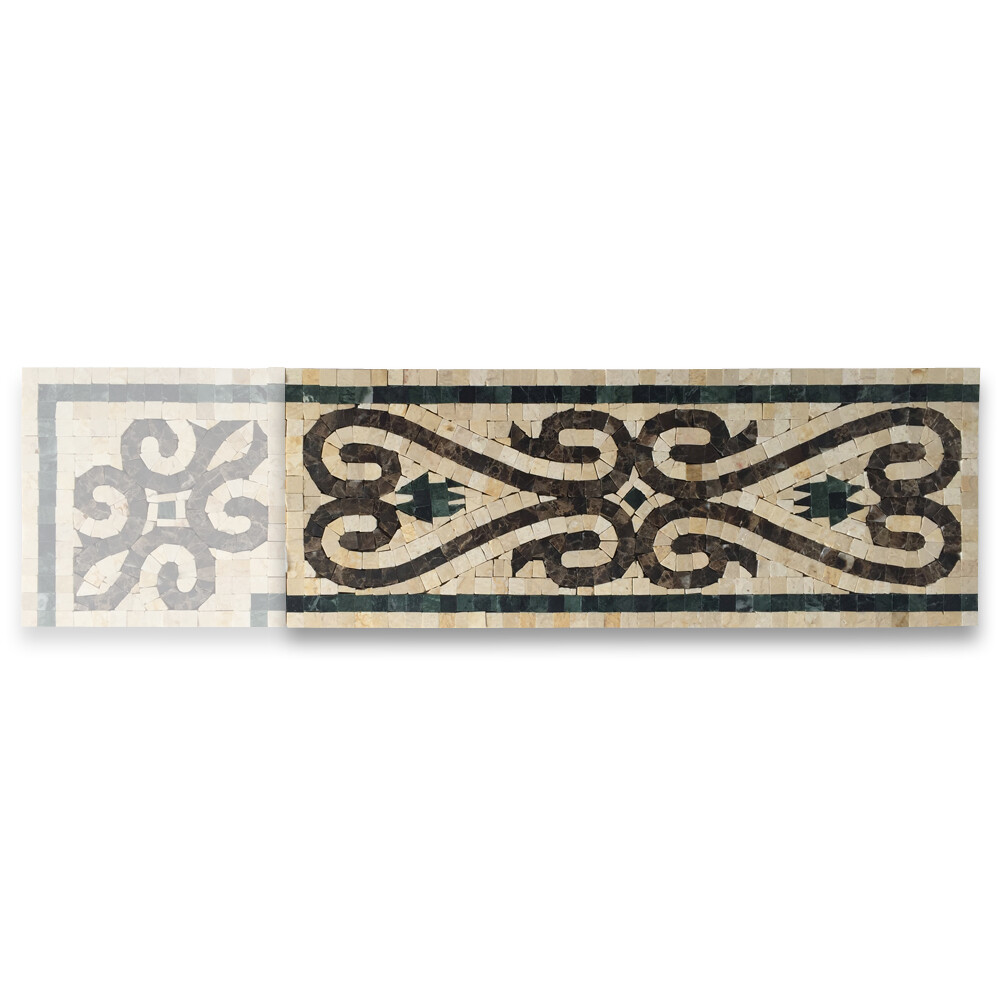 B0075P Marble Mosaic Border Listello Tile Everlasting Emperador 5.9×15.7