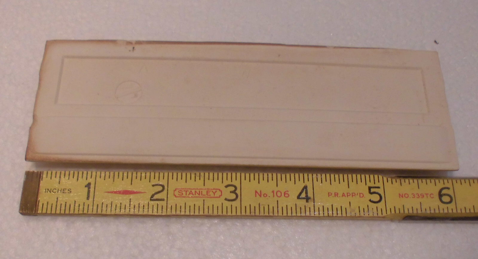 1 pc. Buckwheat – Oatmeal 2” X 6-1/8” Bullnose Ceramic Tile by Wenczel Co. NOS