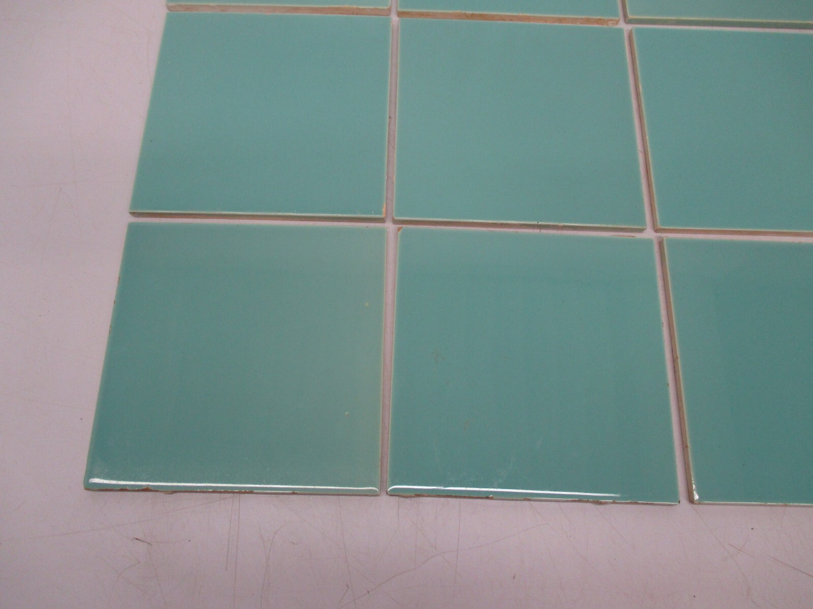 20 Vtg Used Ceramic Tile Aqua Blue 6″ Square Tiles Villeroy&Boch Kitchen Bath