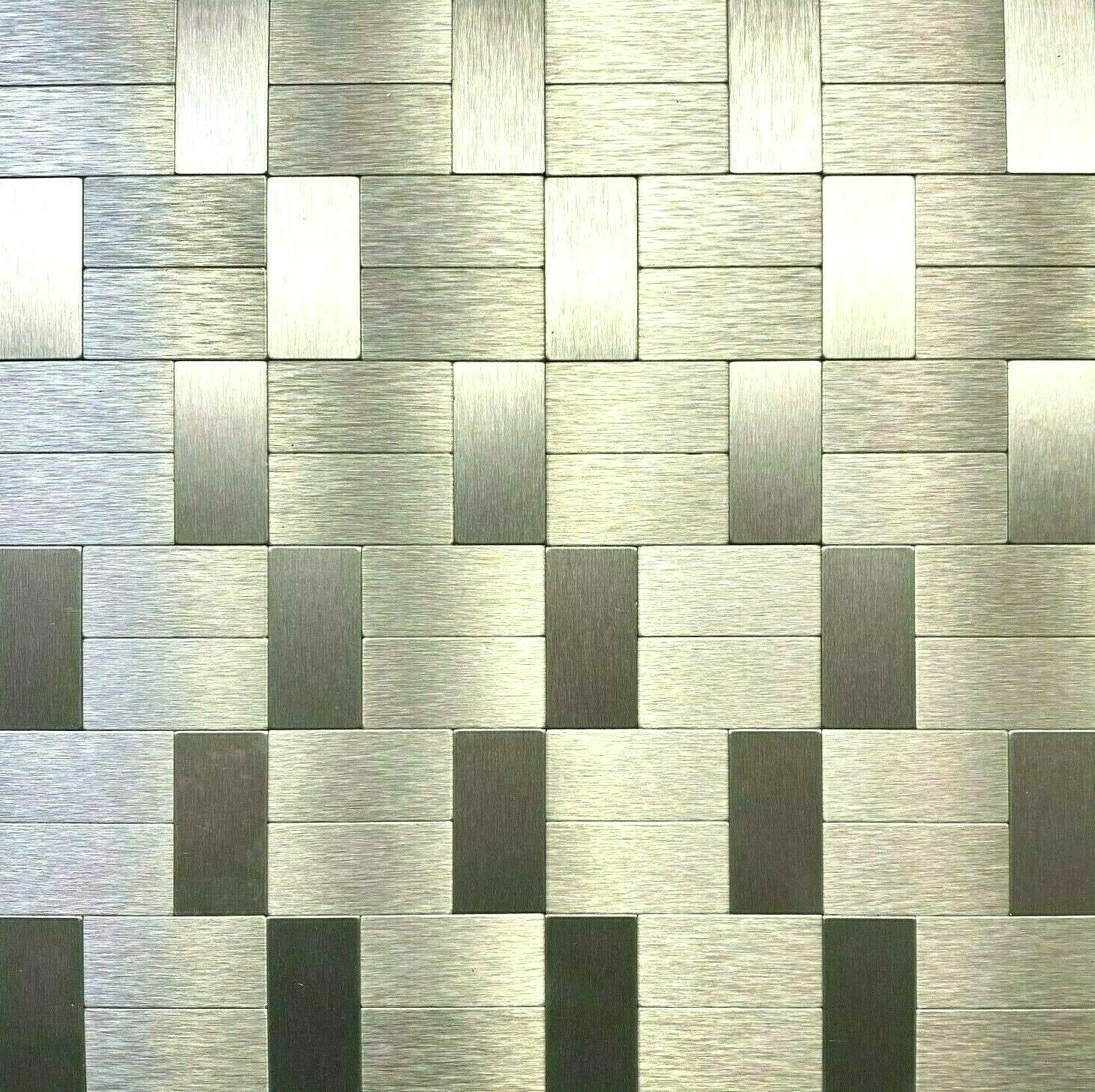 Brushed Stainless Steel Mosaic Backsplash Wall Tile Peel and Stick Genuine Metal