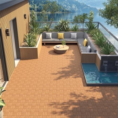 Yaheetech 54-Piece Acacia Wood Interlocking Patio Deck Tiles