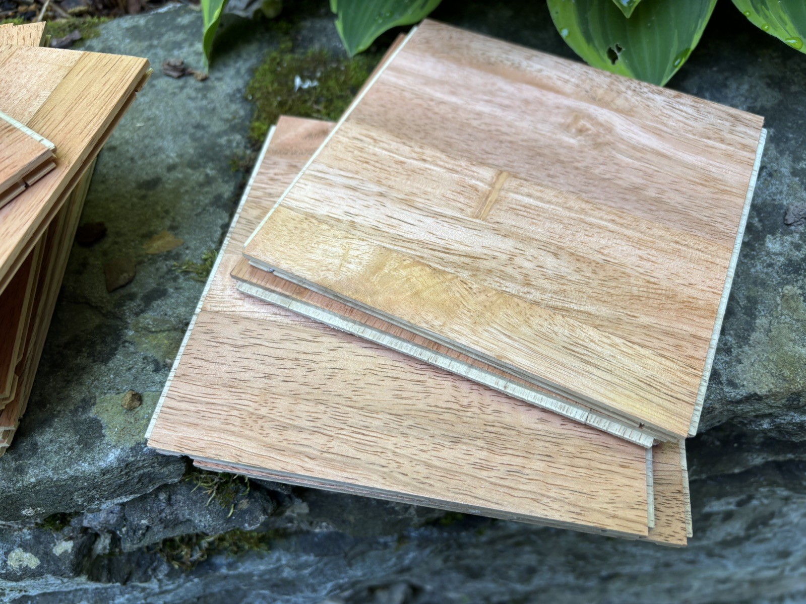 Hevea Oak Parquet (36) 6″ x 6″ Sq. Hevea Wood 6 Finger Strips