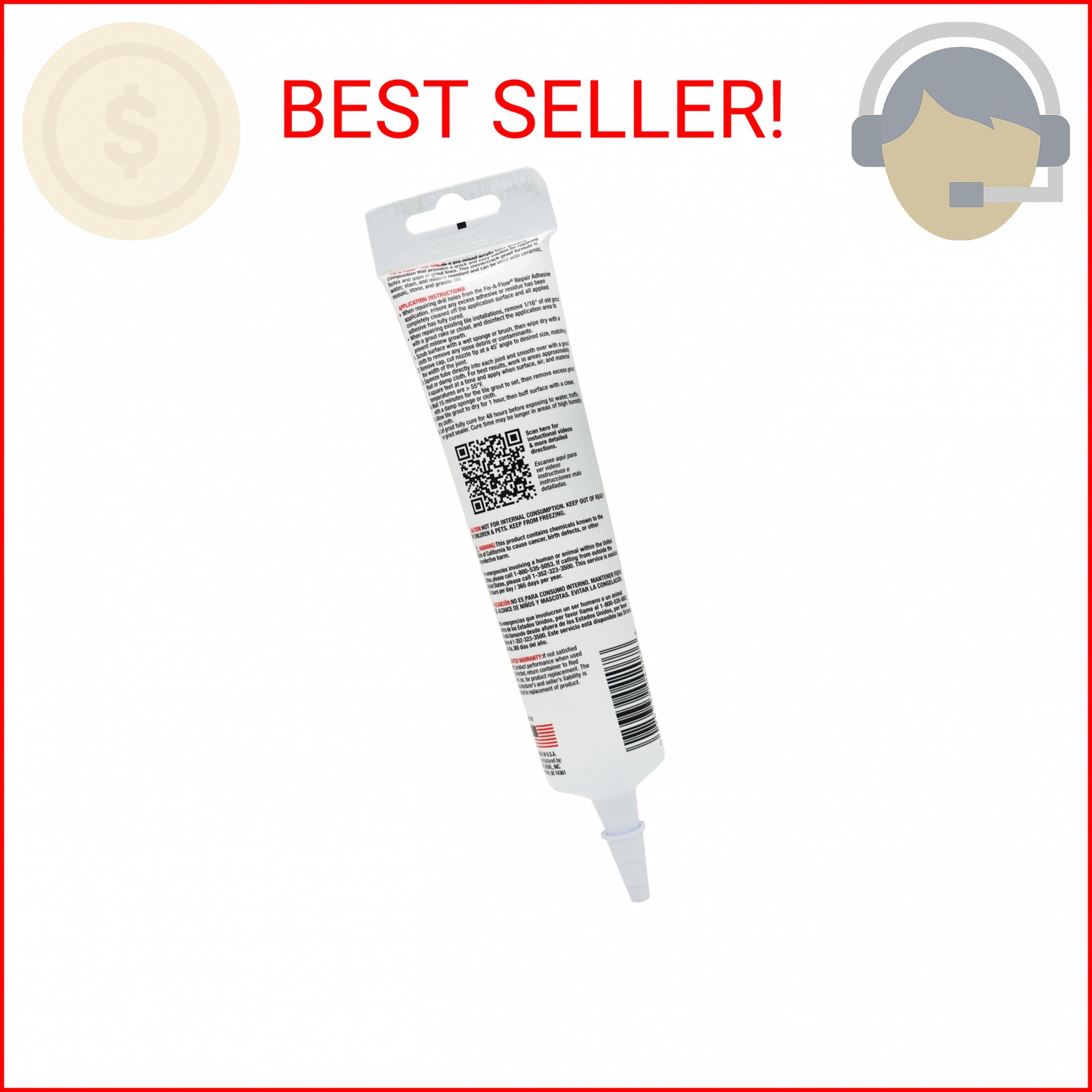 Fix-A-Floor Tile Grout – White – 5.5oz. Squeeze Tube