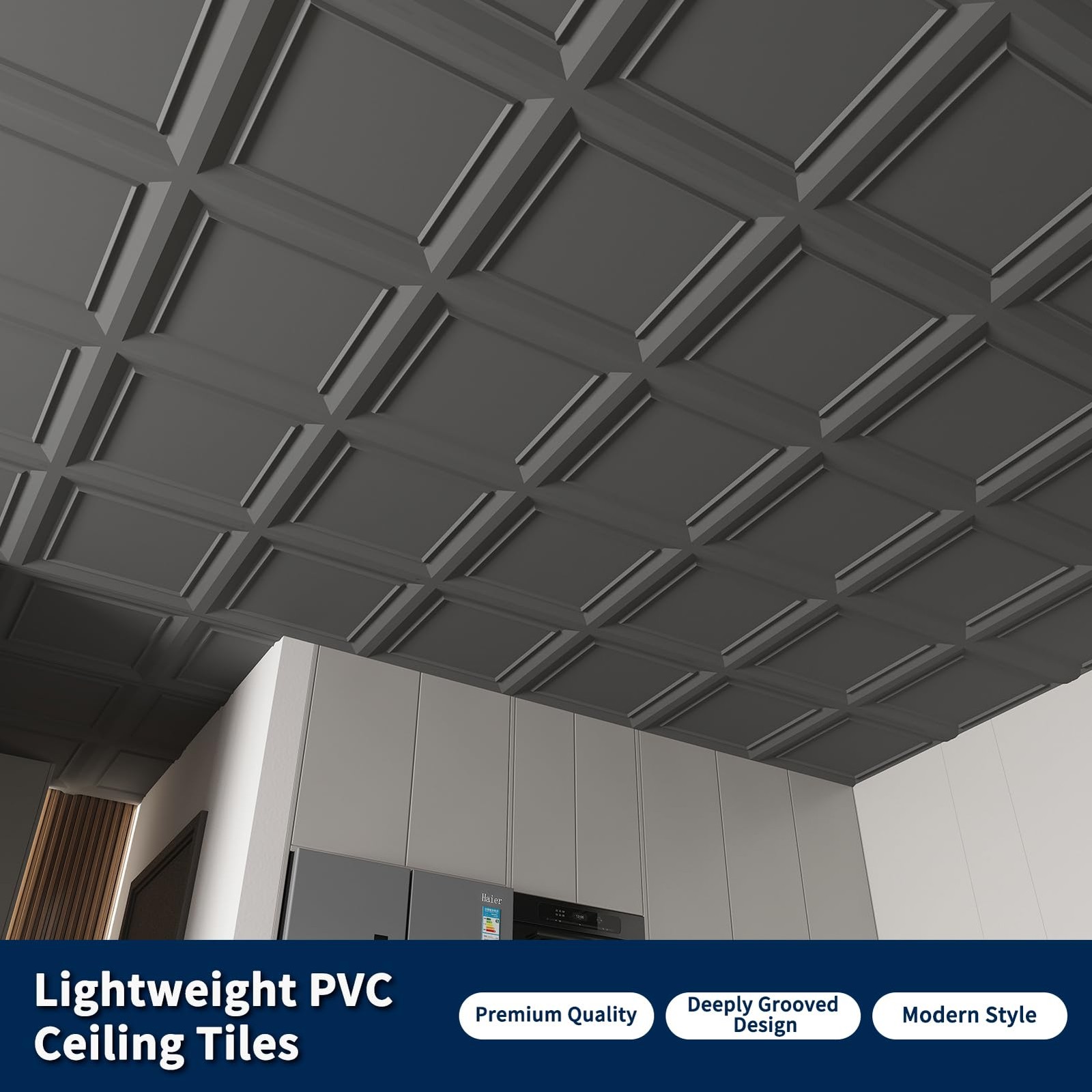 24 x 24 Drop Ceiling Tiles, 12 Pack Drop in System High Grade PVC Wall Panels…