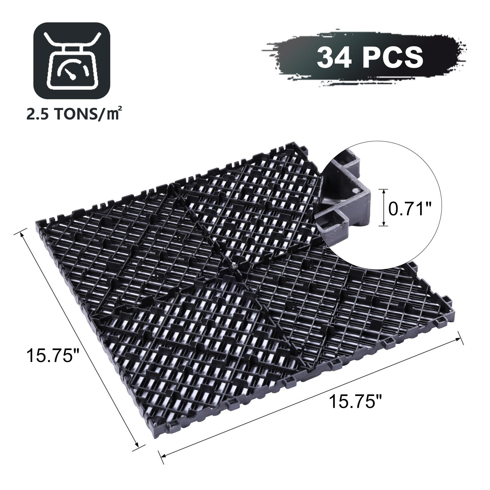 Interlocking Garage Floor Tiles Drainage Flooring Mats 15.7″x15.7″ Value Pack