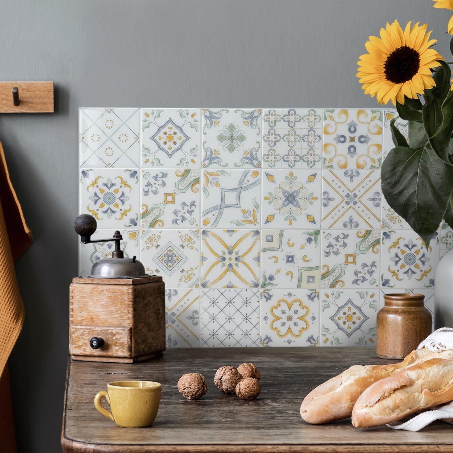 SMART TILES Peel and Stick Backsplash – 5 Sheets of 9″ x 9″ – 3D Adhesive Pee…