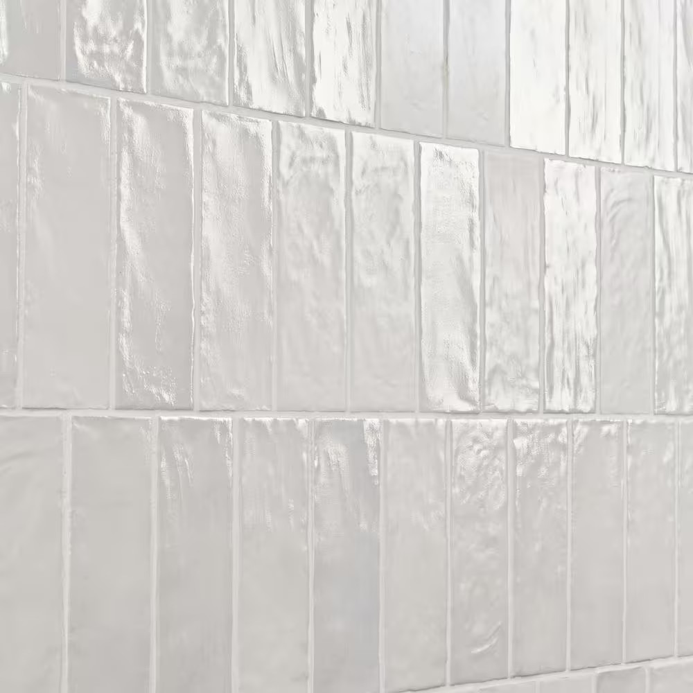 Amagansett Gin White 3 In. X 8 In. Mixed Finish Ceramic Subway Wall Tile (5.38 S