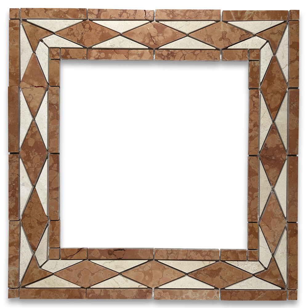 B0006P Marble Mosaic Border Listello Accent Tile Classic Rossa 3×7.9 Polished