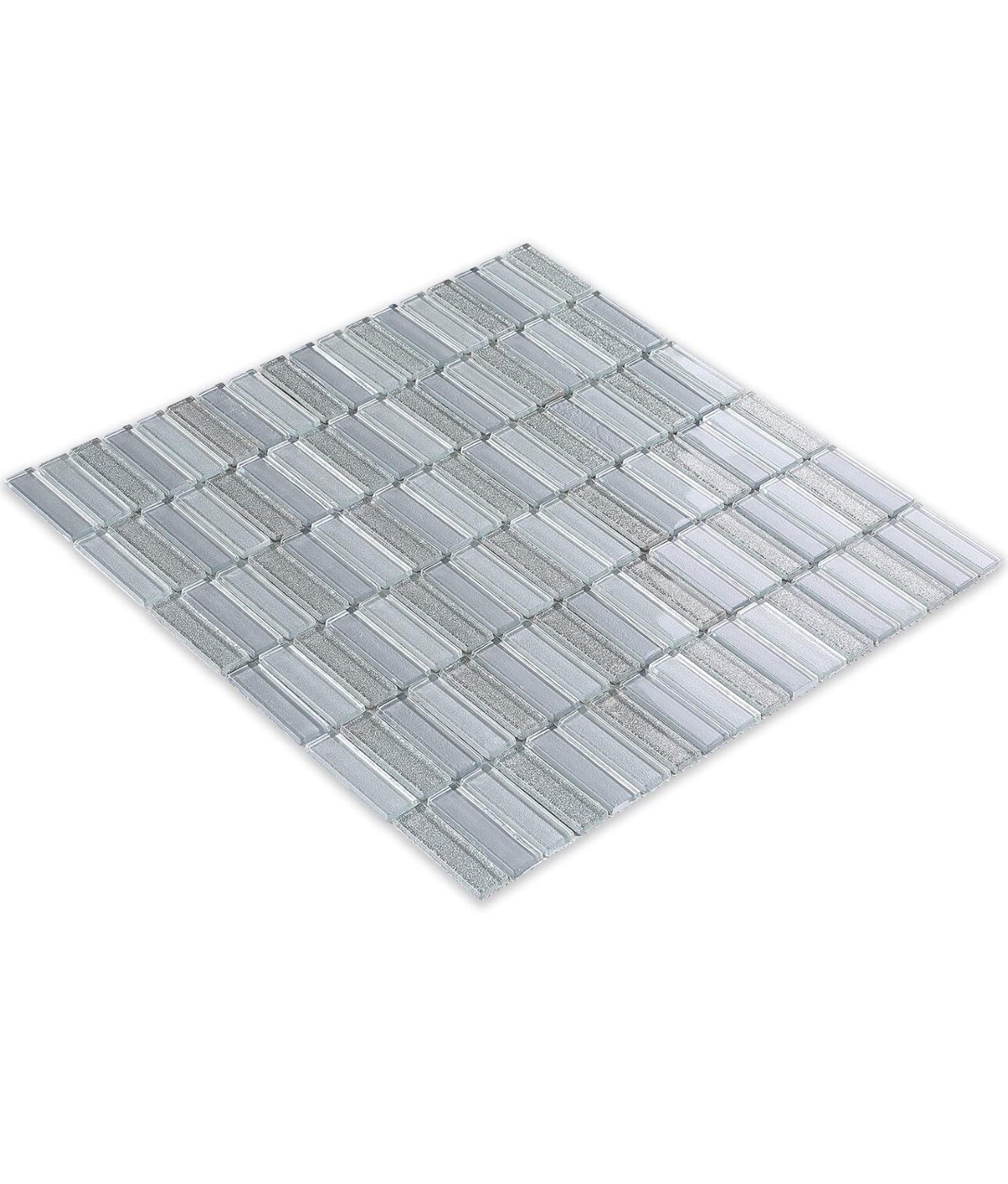 11PC Silver Glass Mosaic Stacked Pattern Mosaic Tile Wall Backsplash 12×12” Each