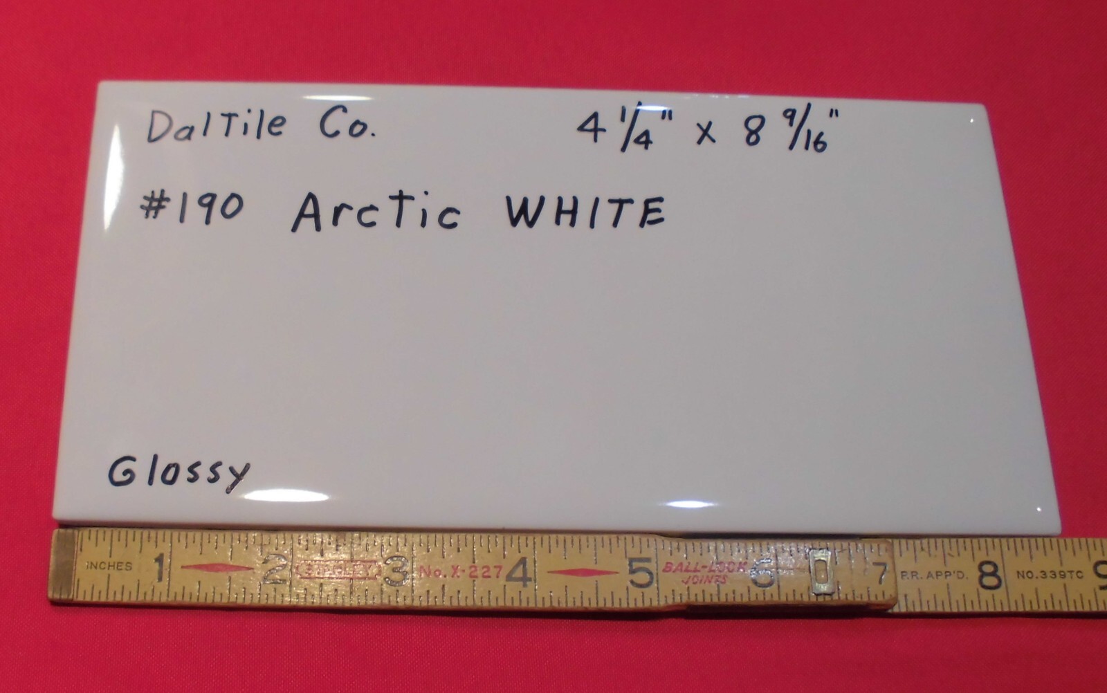 1 pc. Arctic White: 4-1/4″ X 8-9/16″ Glossy Ceramic Tiles by Daltile #190, NEW