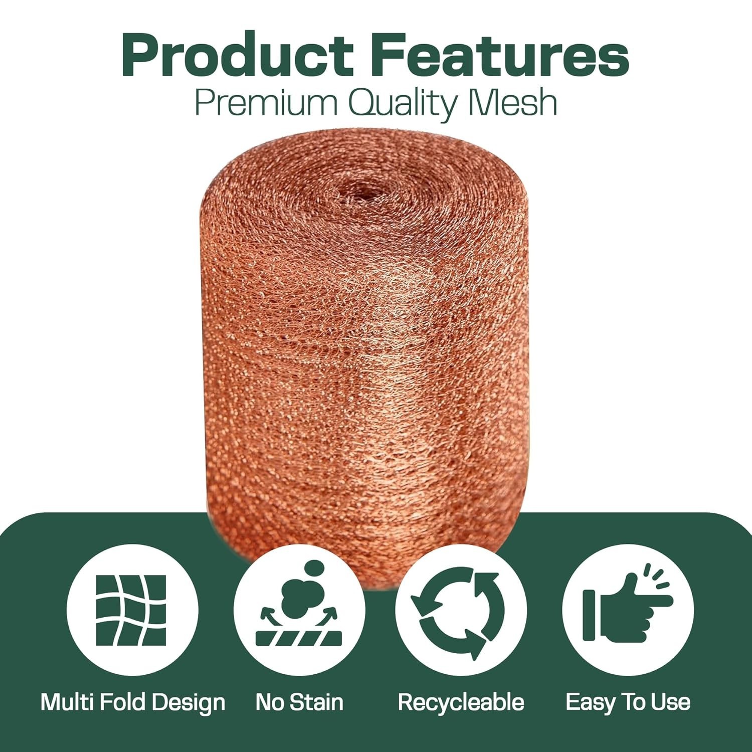 Copper Mesh Rodent Control, 5In X 32Ft Copper Wool for Hole Blocking