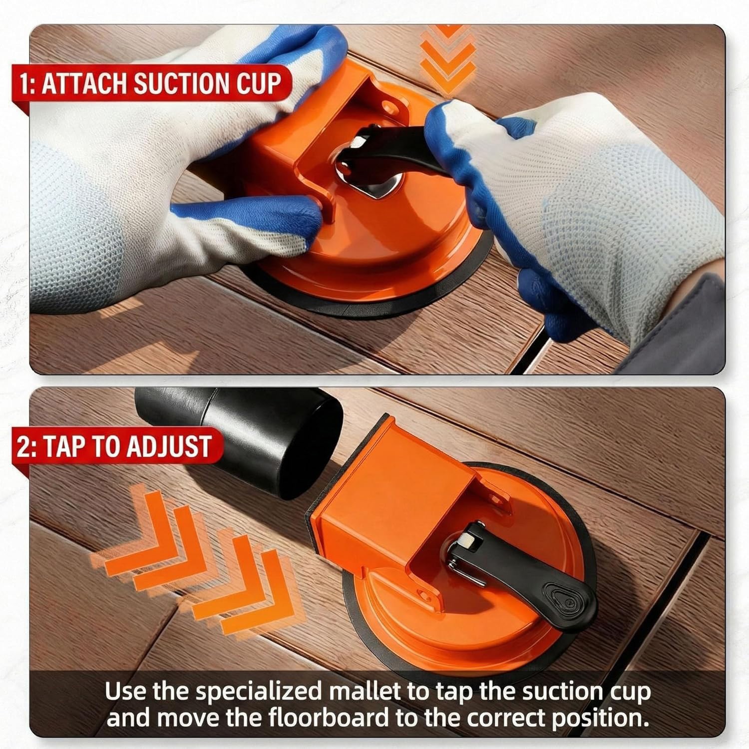 Floor Gap Fixer Tool with Suction Cup for Hardwood-Laminate and Vinyl Flooring