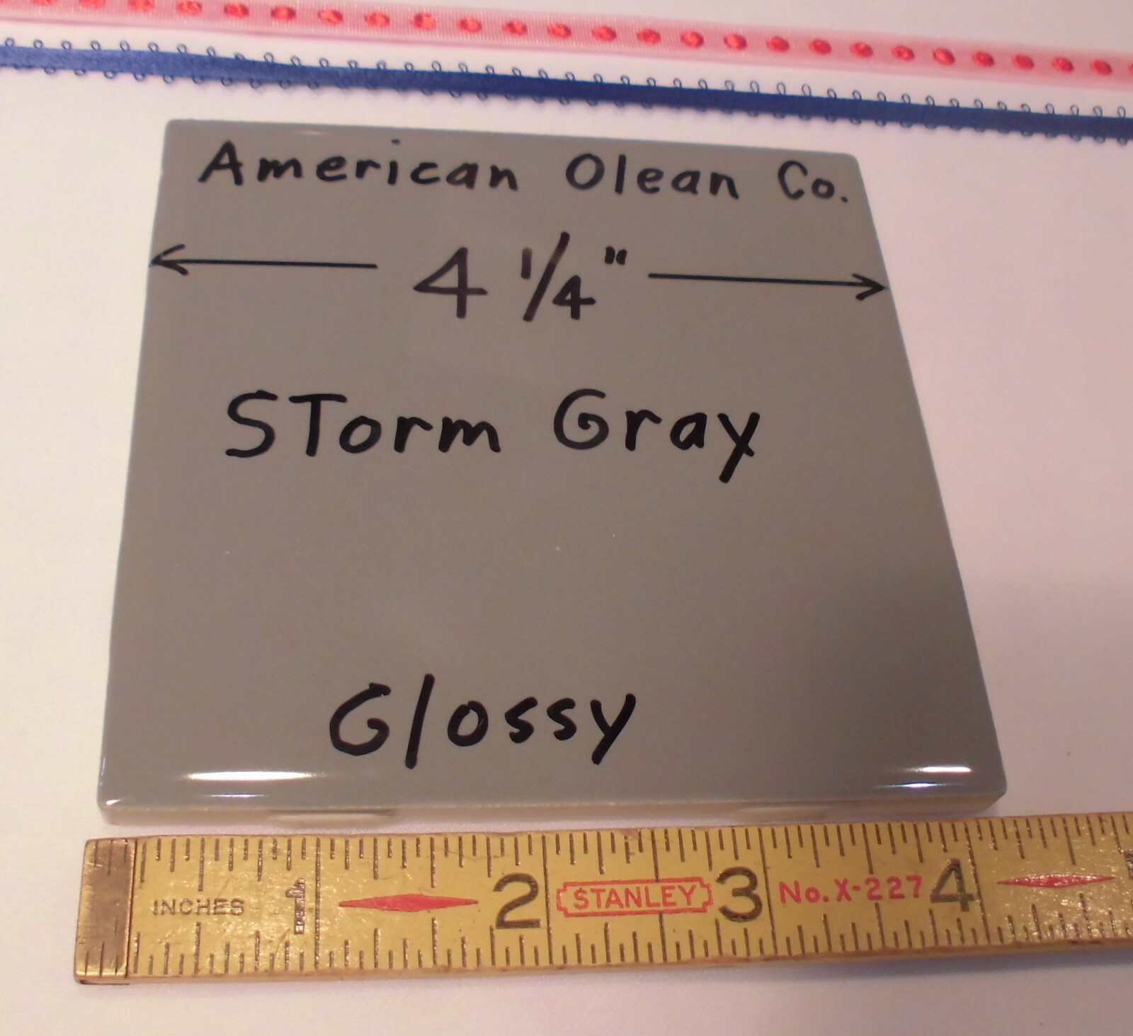 1 pc. Dark Storm Gray: Glossy 4-1/4″ Ceramic Tiles by American Olean Co. NEW