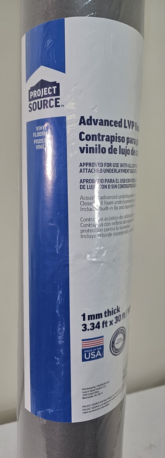 Project Source 3.34-ft W x 30-ft L x 1-mm (100-Sq-Ft) Vinyl Floor Underlayment