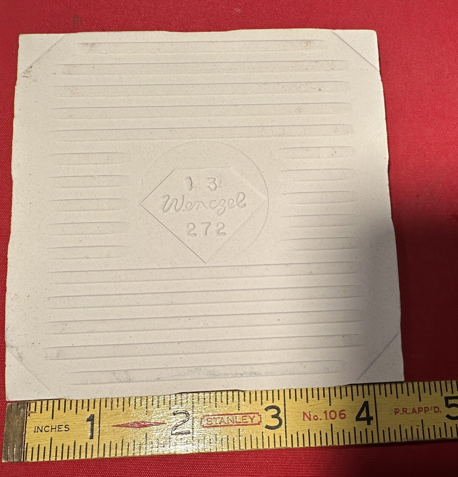 1 pc. *Almond – Bone* Crystal Glaze; Ceramic Tile by Wenczel Co. 4-5/16″ NOS