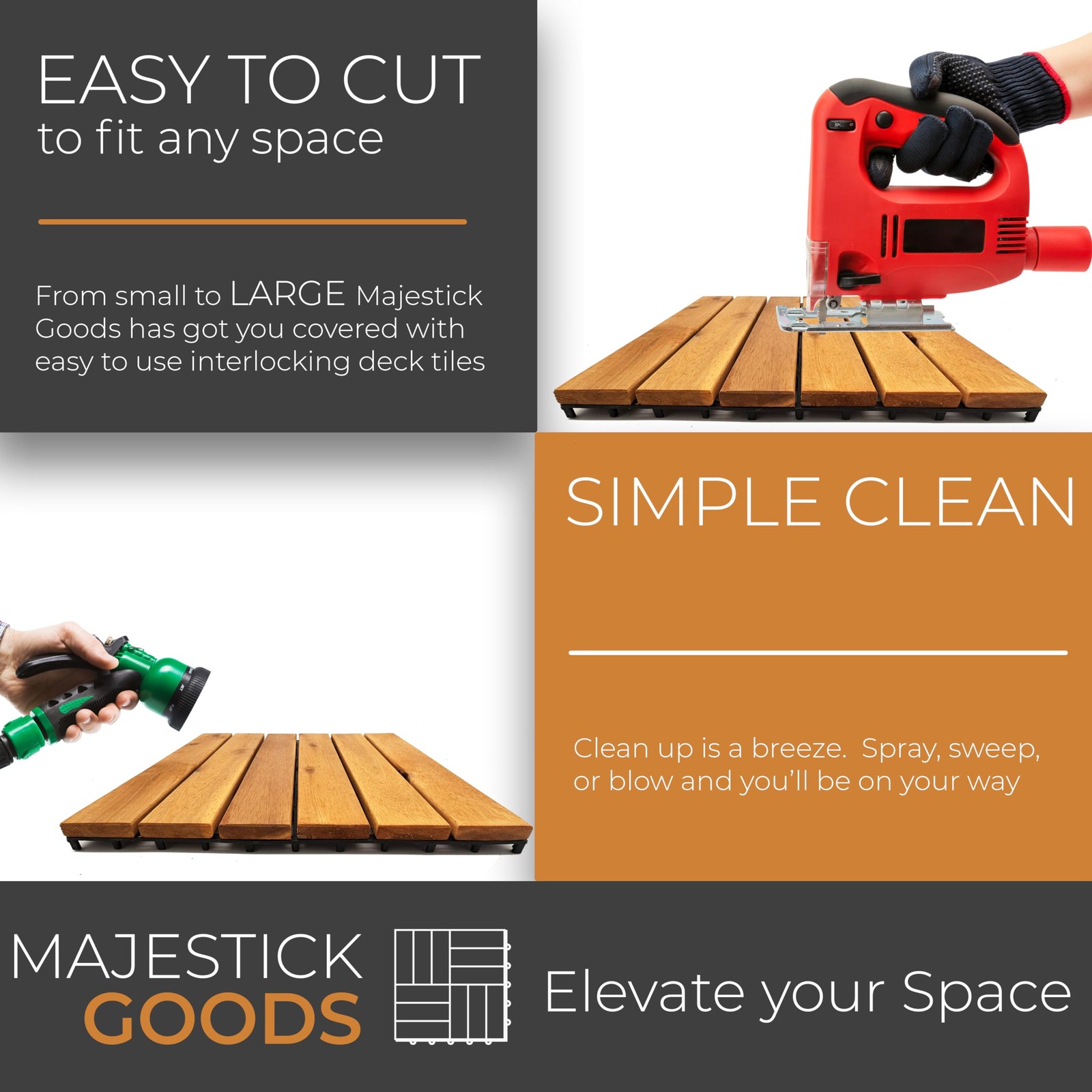 Interlocking Long Slat Deck Tiles, Acacia Wood Interlocking Deck Tiles – Easy…