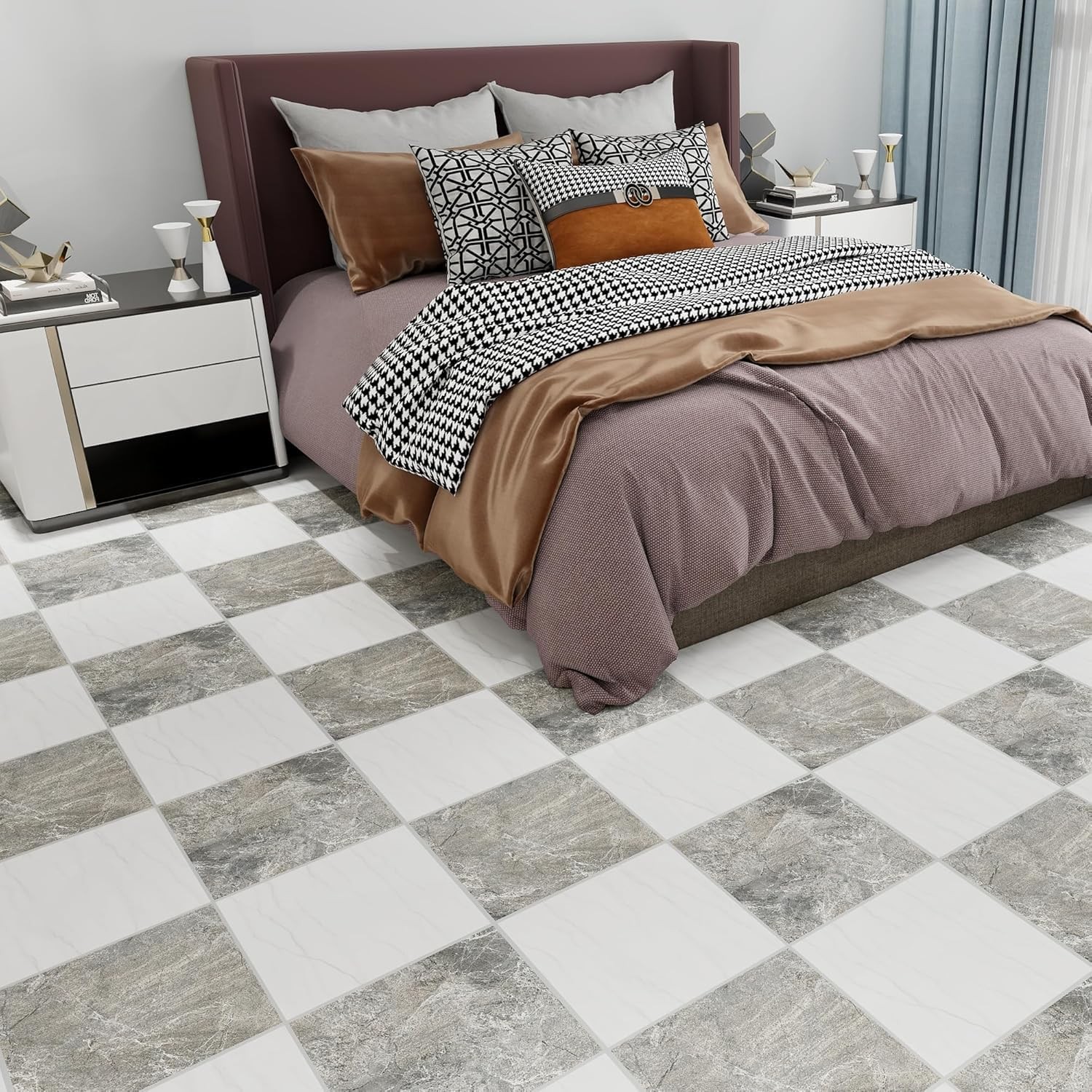 Lareko 20Sq.Ft Grey Marble Peel And Stick Vinyl Floor Tiles20 Tiles – 12 X