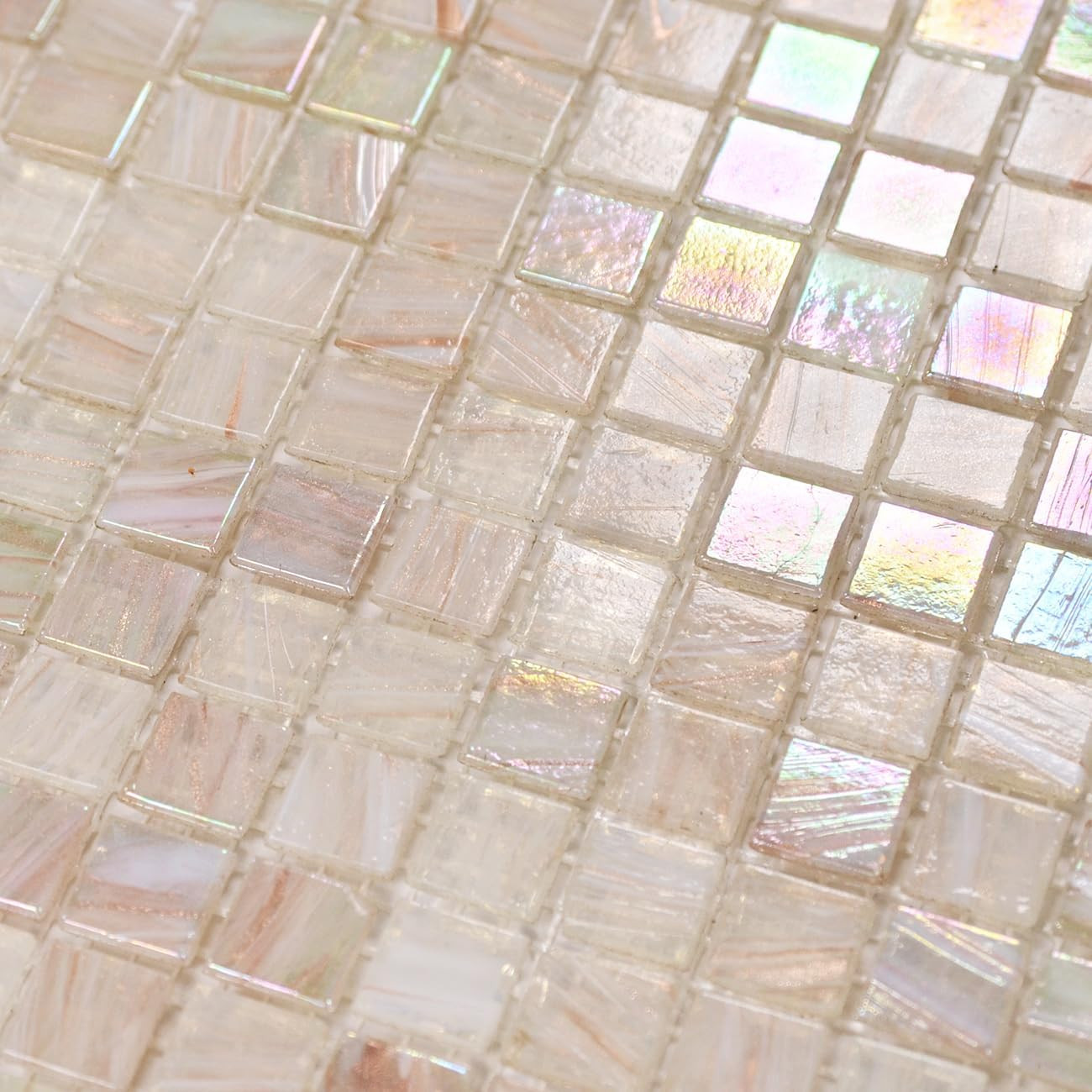 Translucent Iridescent Glass Mosaic Tile – 5.75 Sq.Ft for Backsplash & Pools