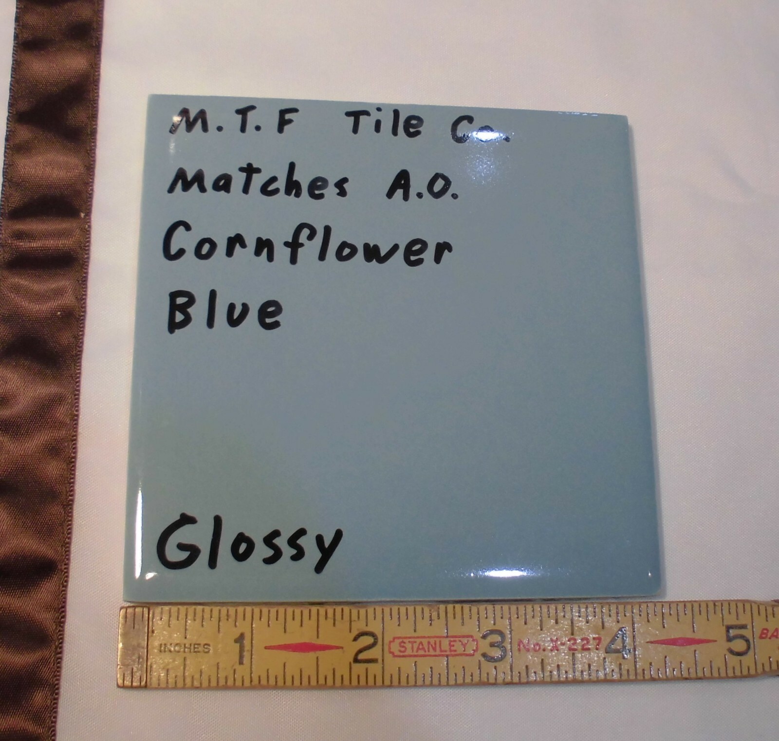 1 pc. VTG *Blue* 4-1/4″ Glossy Ceramic Tile by Monarch Co.; Match AO Cornflower