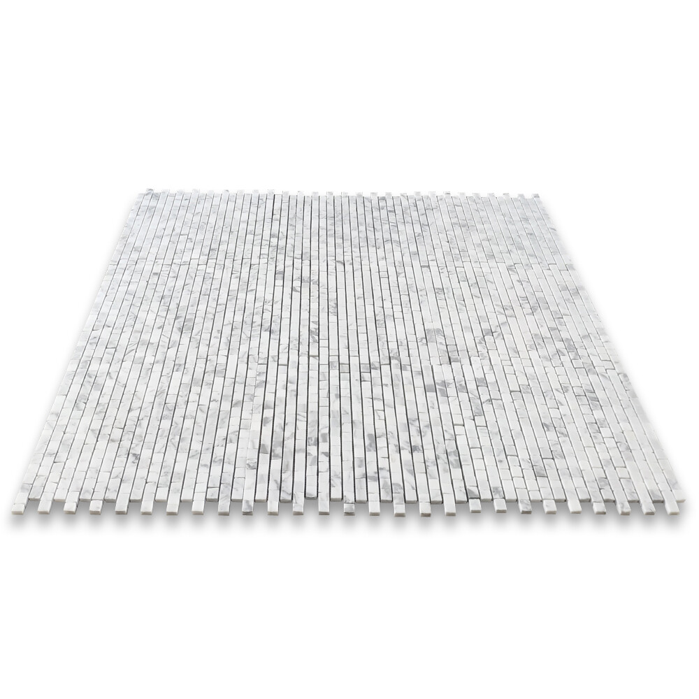 L29P Statuary White Marble Hand Clipped Random Broken Mosaic Tile Polished