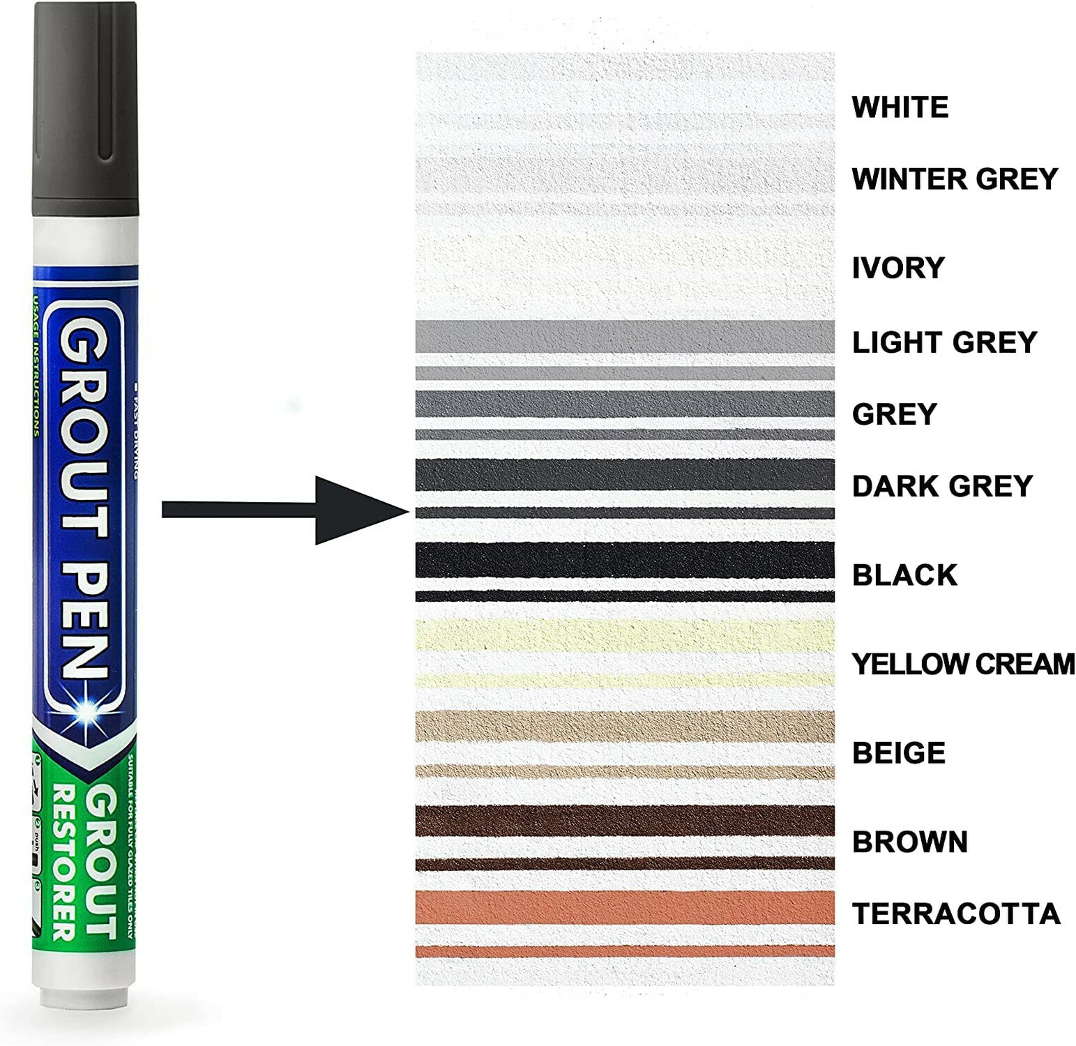 Grout Pen Dark Grey Tile Paint Marker: Tile Grout Colorant w/ Extra Tips