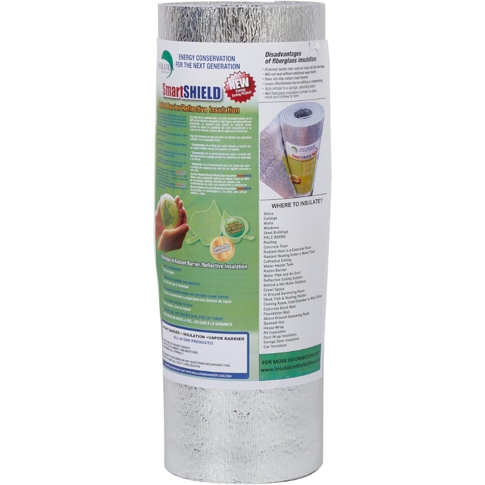 SmartSHIELD -3mm 24inx10Ft ReflectiveINSULATION Roll, Foam Core Radiant