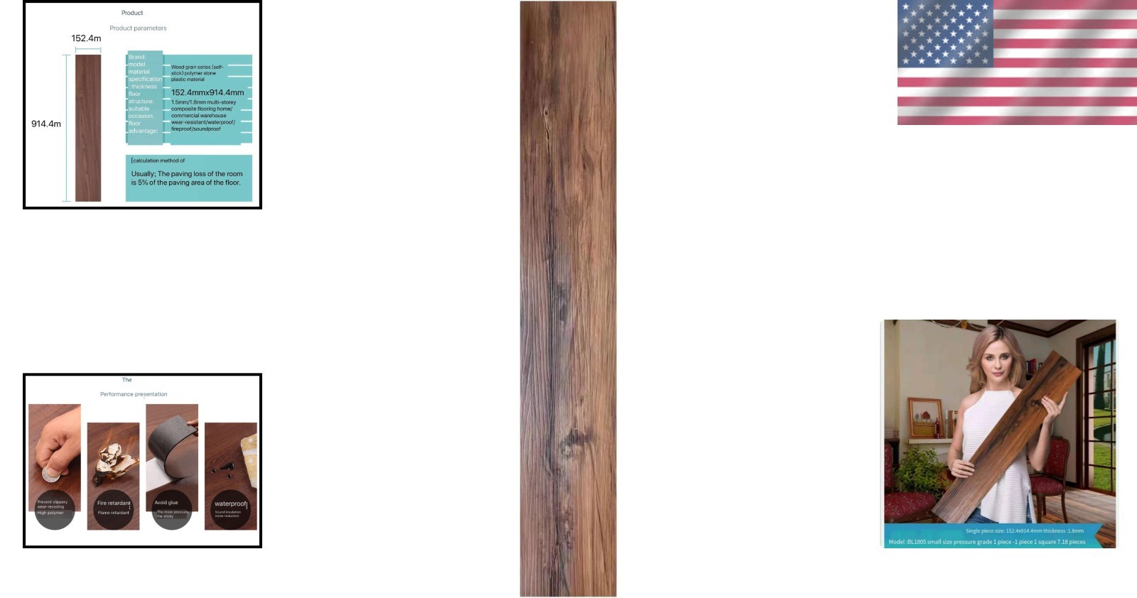 DIY Vinyl Peel and Stick Floor Tiles – Matte Finish – 10 Planks, 15 Sq Ft