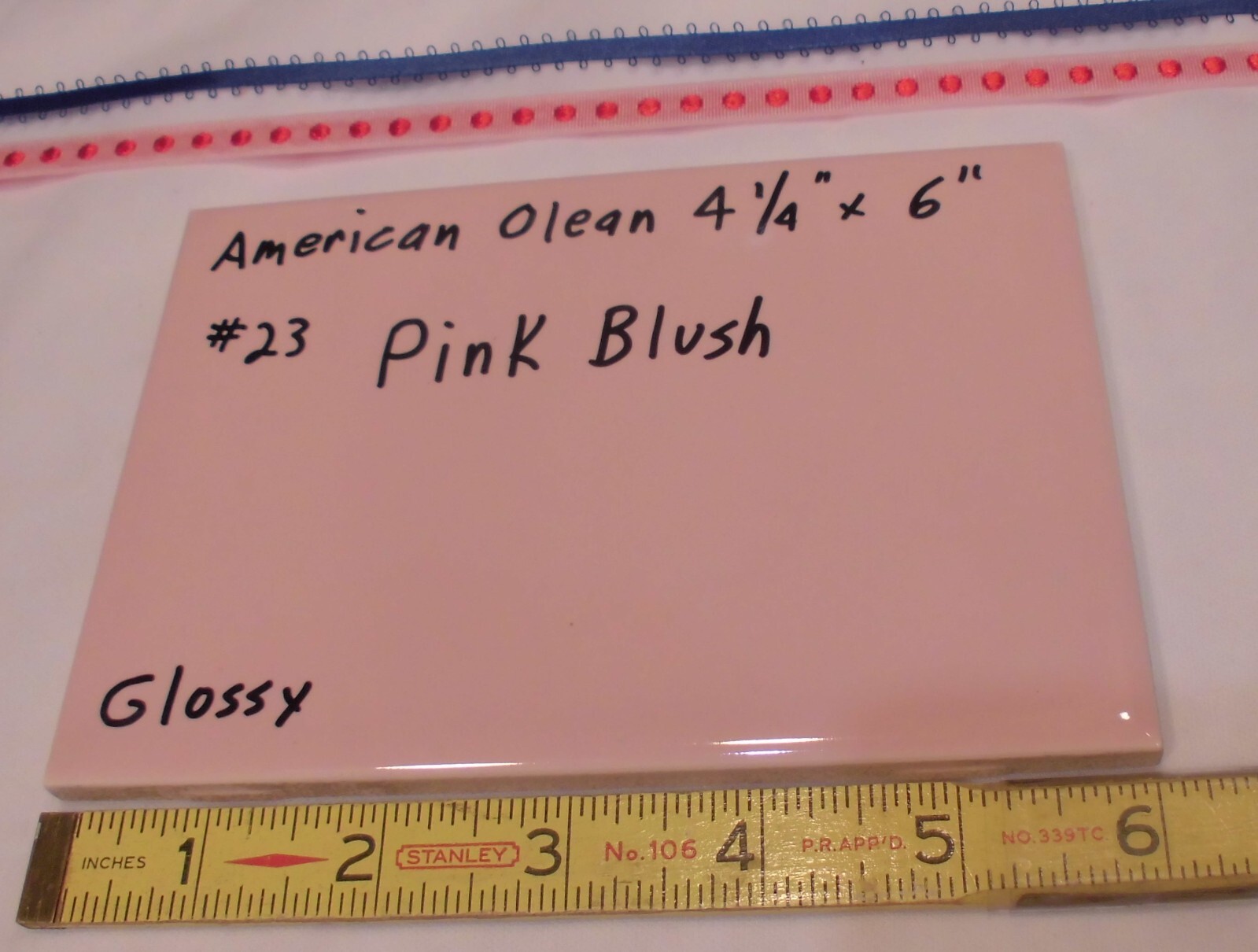 1 pc. Vintage *Pink Blush* Glossy Ceramic Tile #23 by American Olean 4-1/4″ X 6″