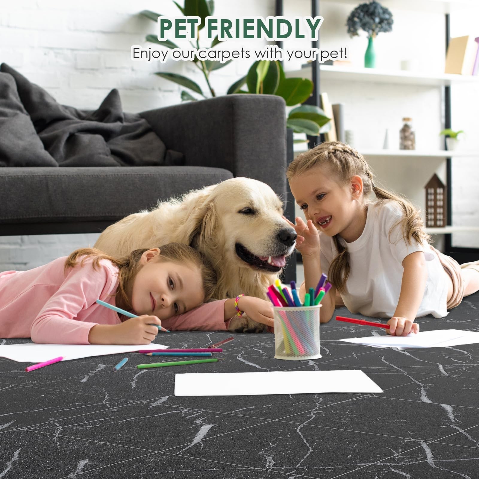VallisCo 30-Piece 12×12 Peel & Stick Floor Tiles 30 Sq Ft Waterproof Black