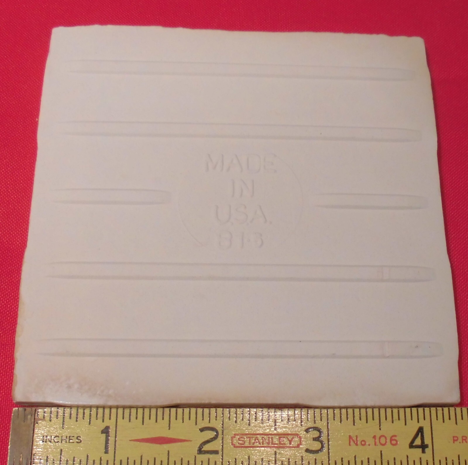1 pc. Matte White: 4-1/4″ Ceramic Tile, Lots of medium bumps by Color Tile Co.