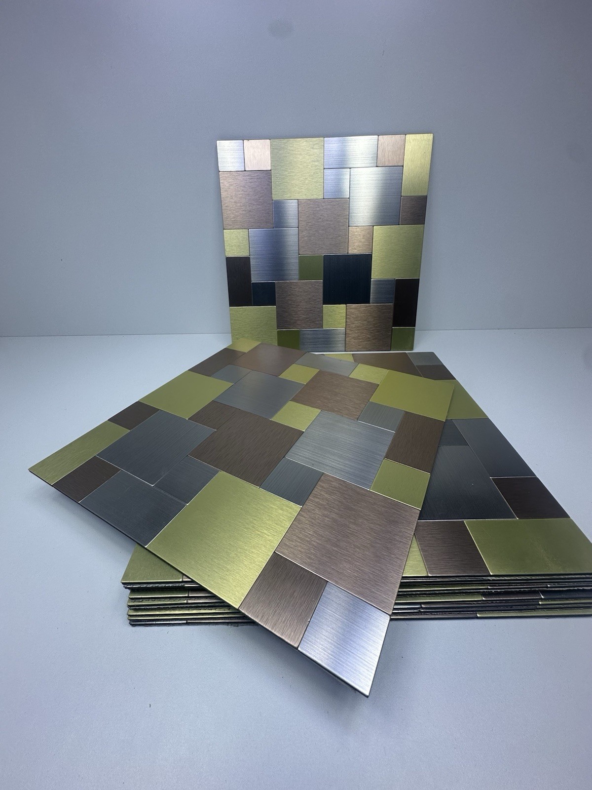 10 piece Self Adhesive Stainless Aluminum Mosaic Peel & Stick Backsplash 12×12