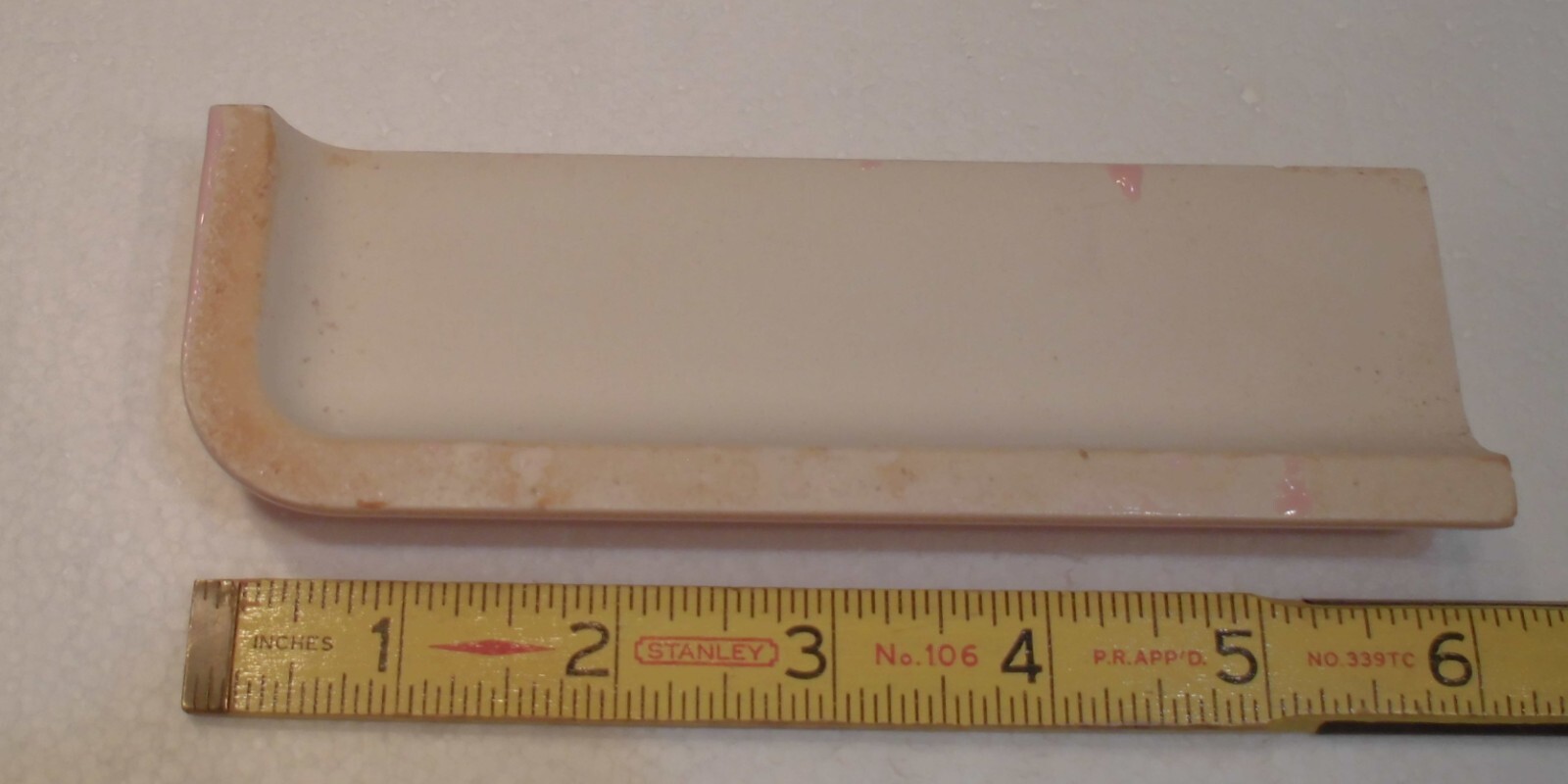 1 pc. Pink Blush Color: 2″ X 6″ Ceramic Radius Bullnose Corner Tile or 2″ X 2″