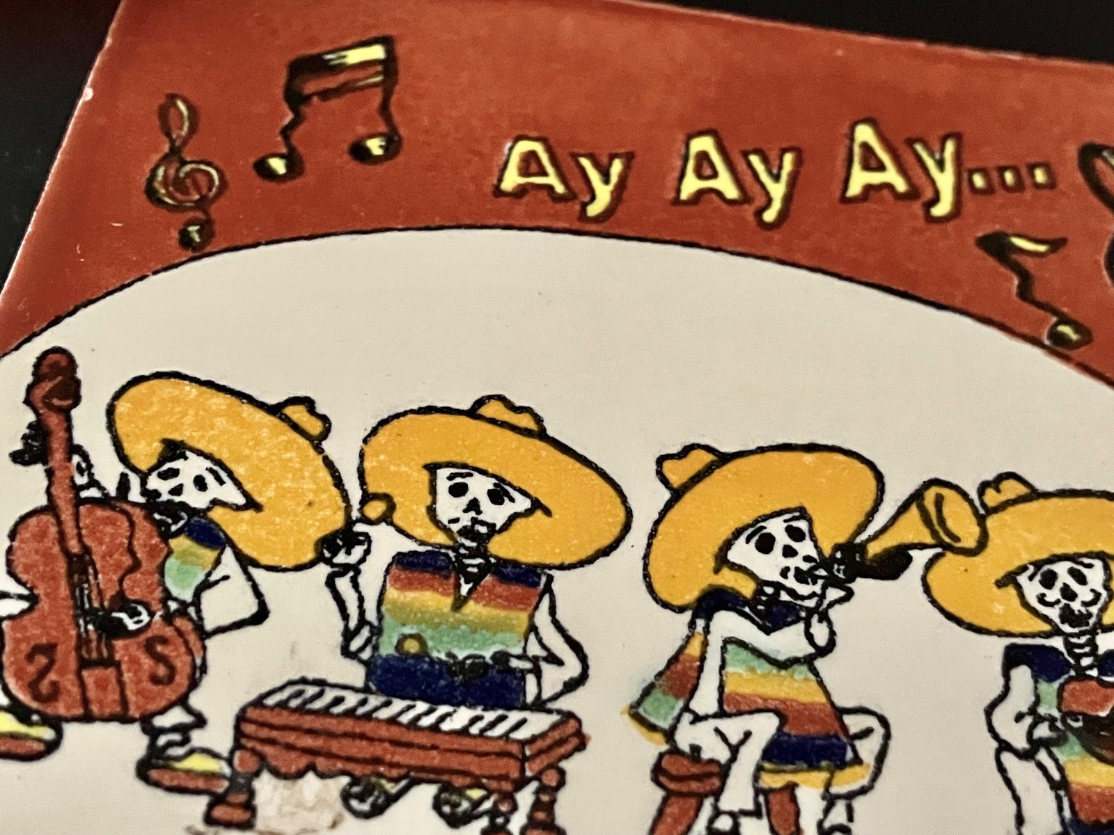 Ceramic TalaVera Mariachi Music Band Mexican Clay Tile Handmade 4-1/8×4-1/8