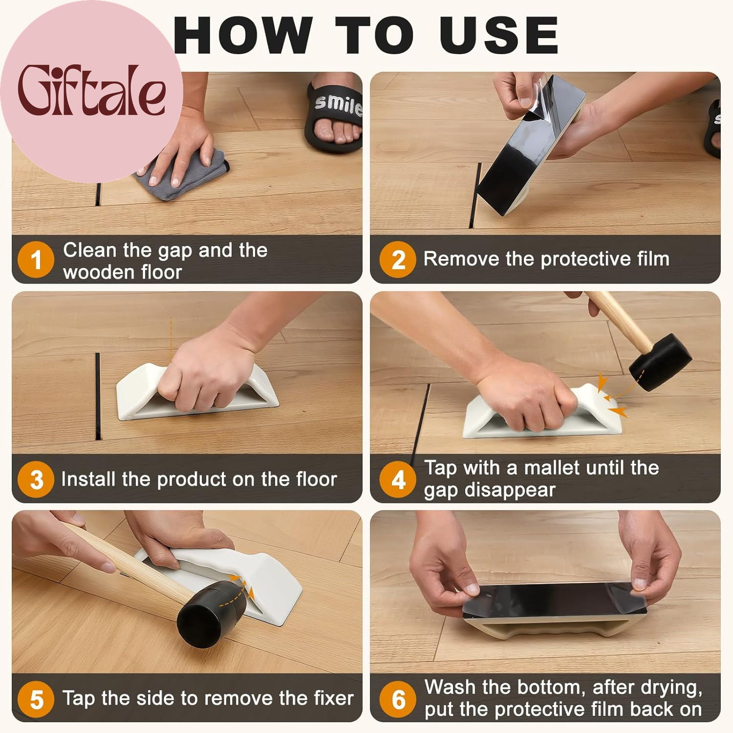 Floor Gap Fixer Tool Kit – Heavy-Duty Plank Grabber & Washable Adhesive Pad for
