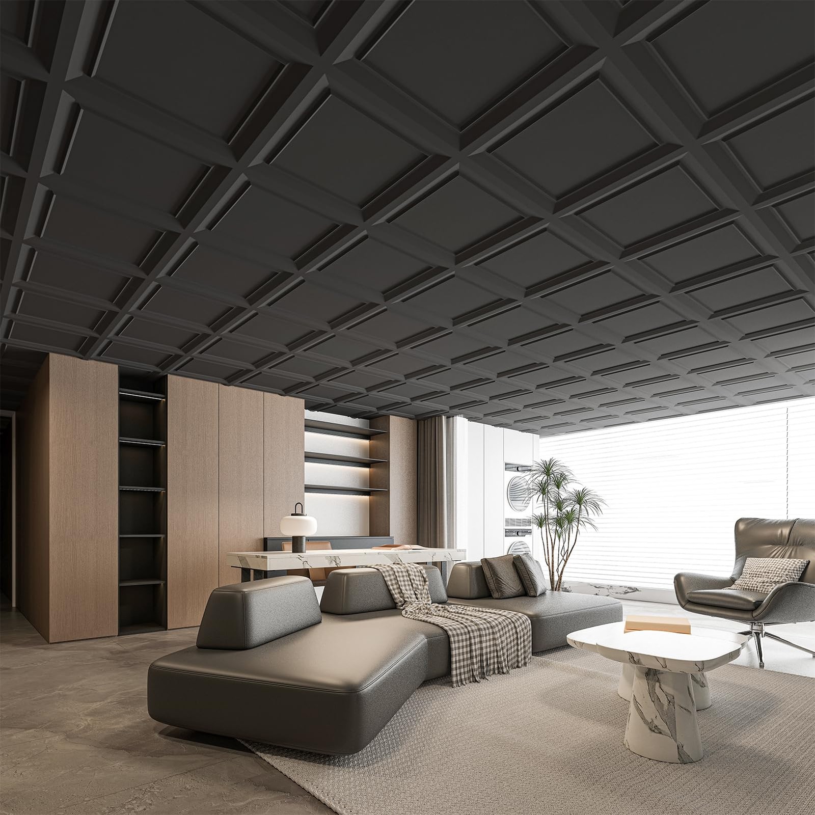 24 x 24 Drop Ceiling Tiles, 12 Pack Drop in System High Grade PVC Wall Panels…