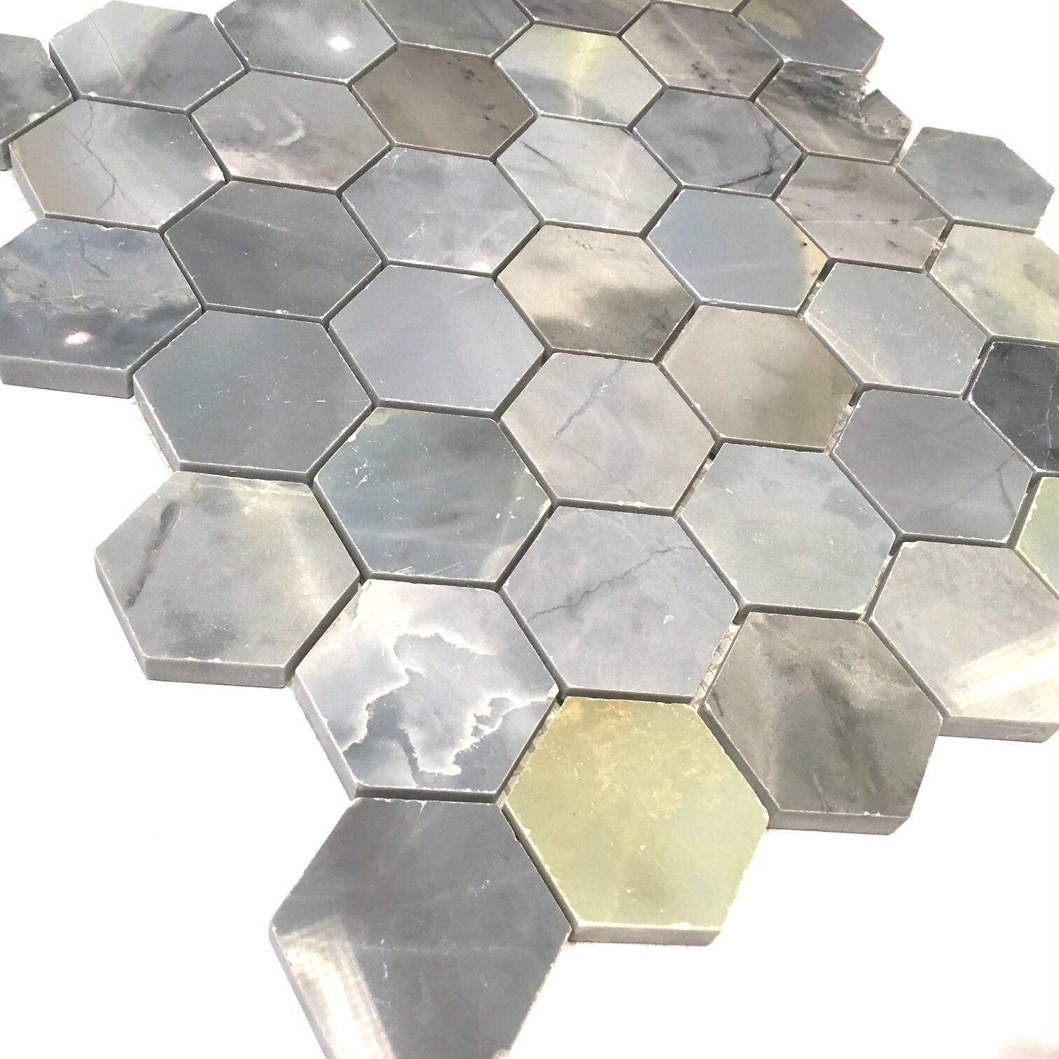 Genoa Blue 2″ Hexagon Polished Marble Mosaic Wall And Floor Tile Backsplash Bath