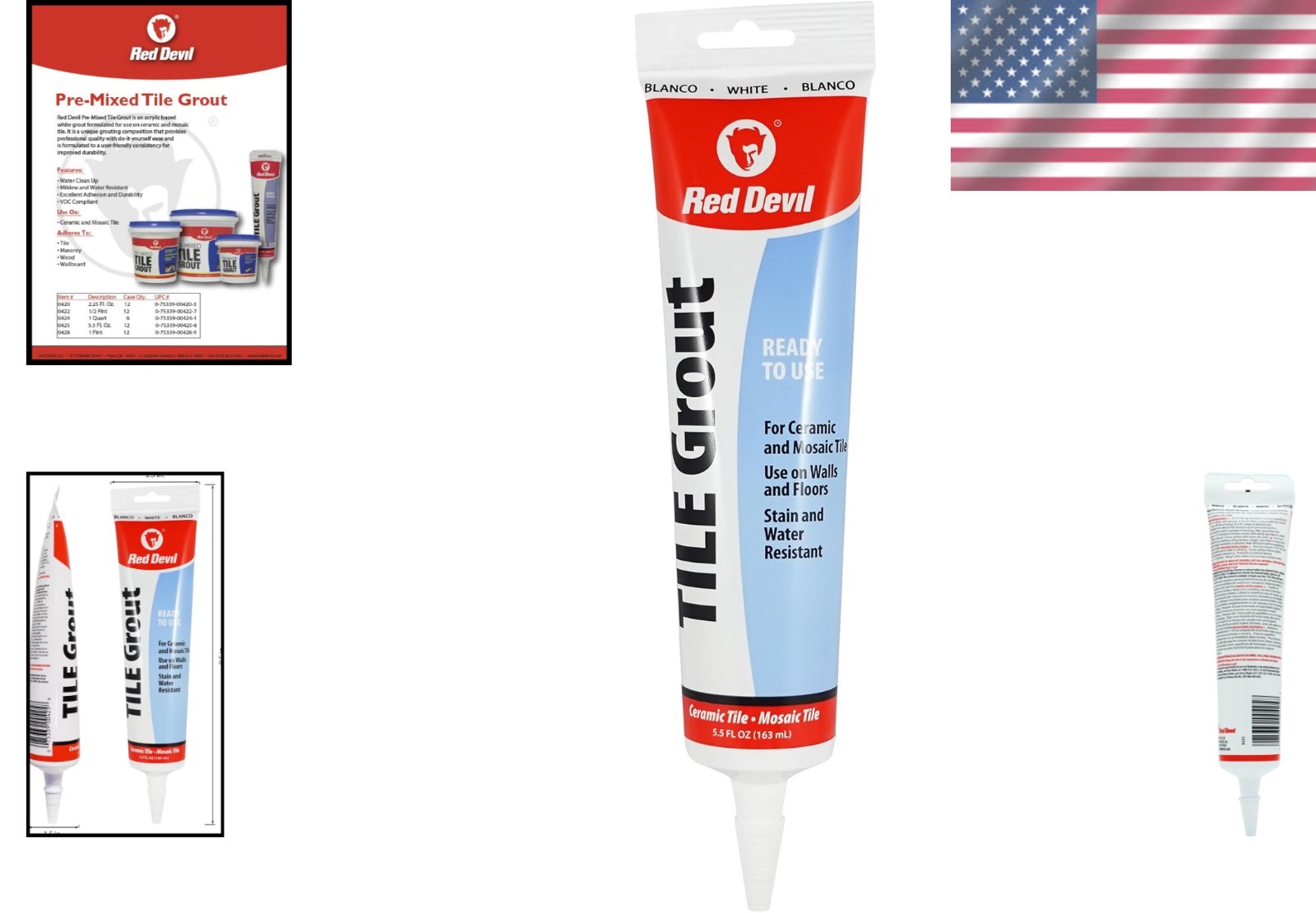 White Water Resistant Pre-Mixed Tile Grout Squeeze Tube – Easy to Use, 5.5 oz