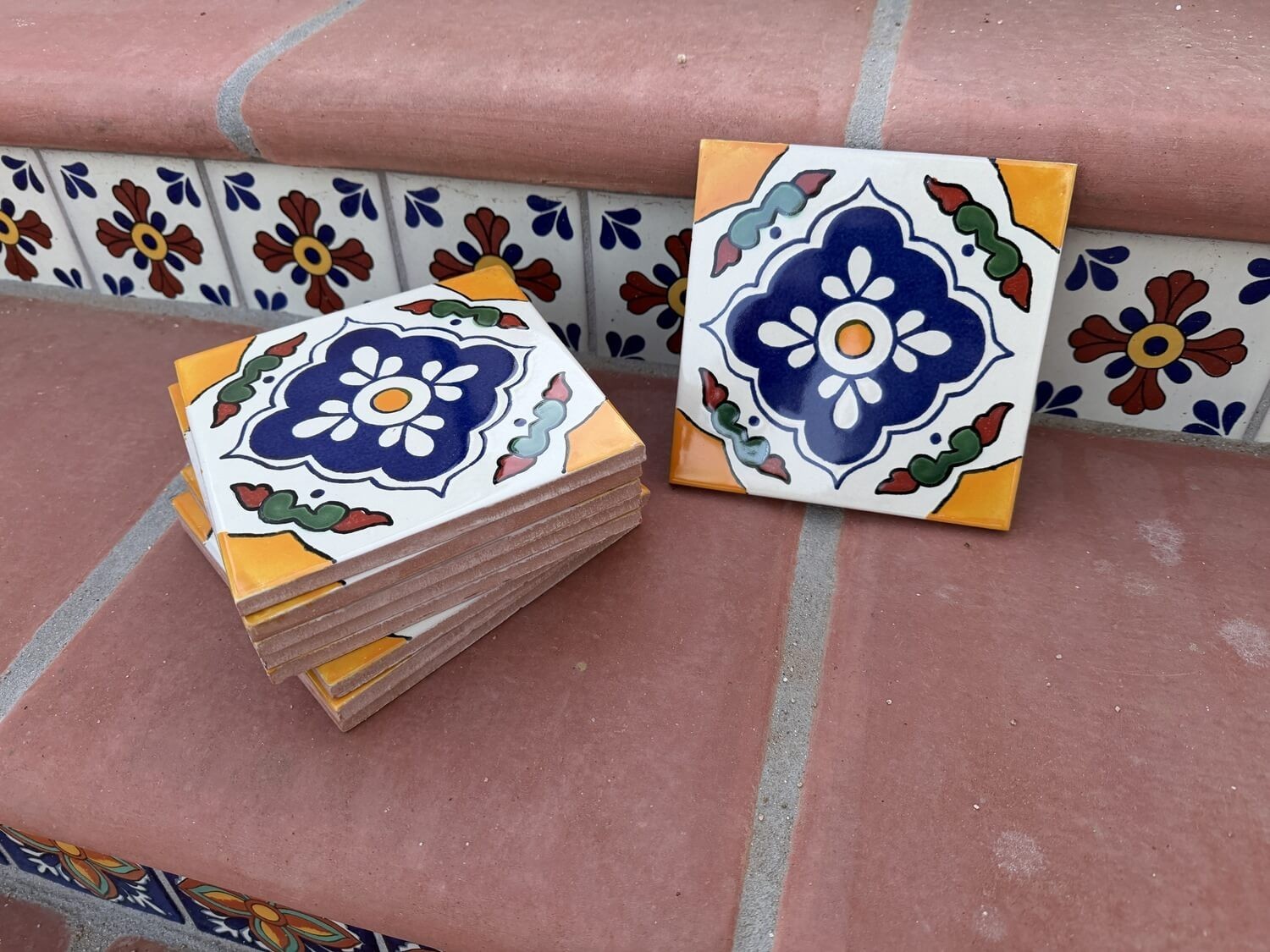 Floral Medallion Quatrefoil Talavera Tile 6” x 6” | Handmade Mexican Tile