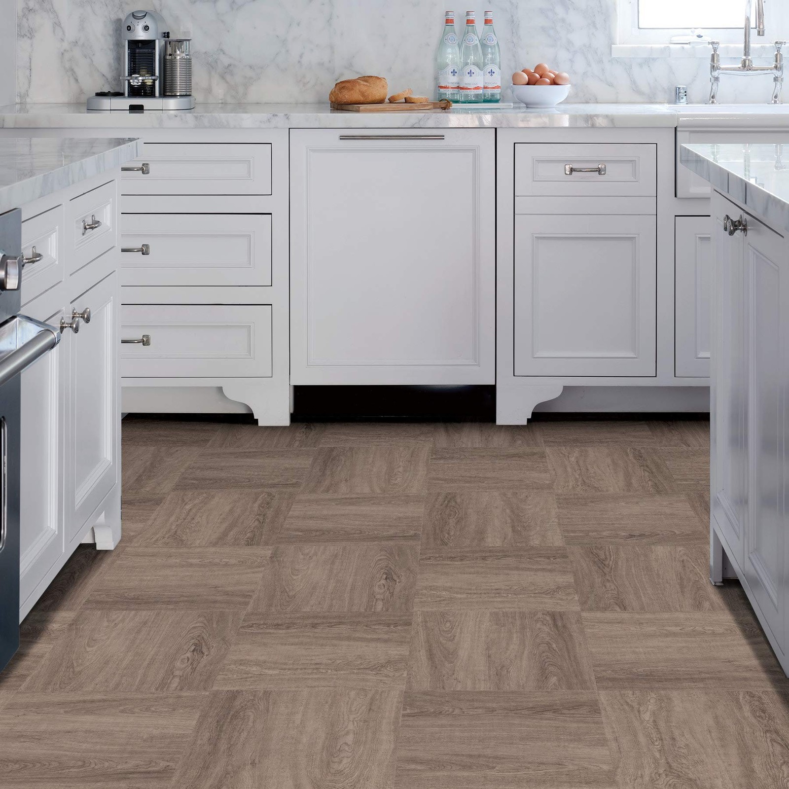 FP3321 Bungalow Peel Stick Floor Tiles Neutral Home Improvement Accessories