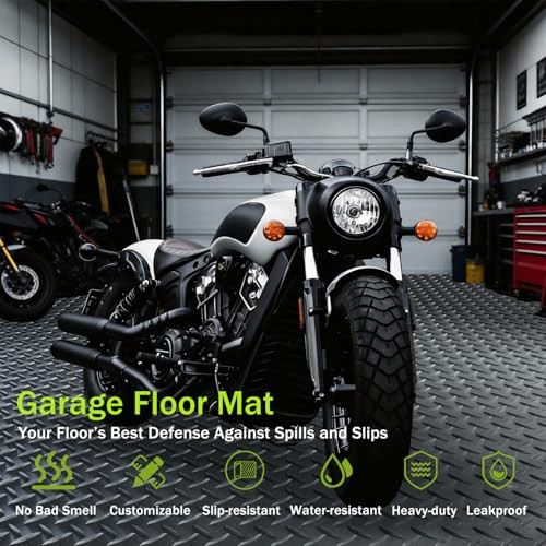 Gray 4x10FT Garage Floor Mat – 3.6mm Diamond Plate – Rubber – Extra Thick