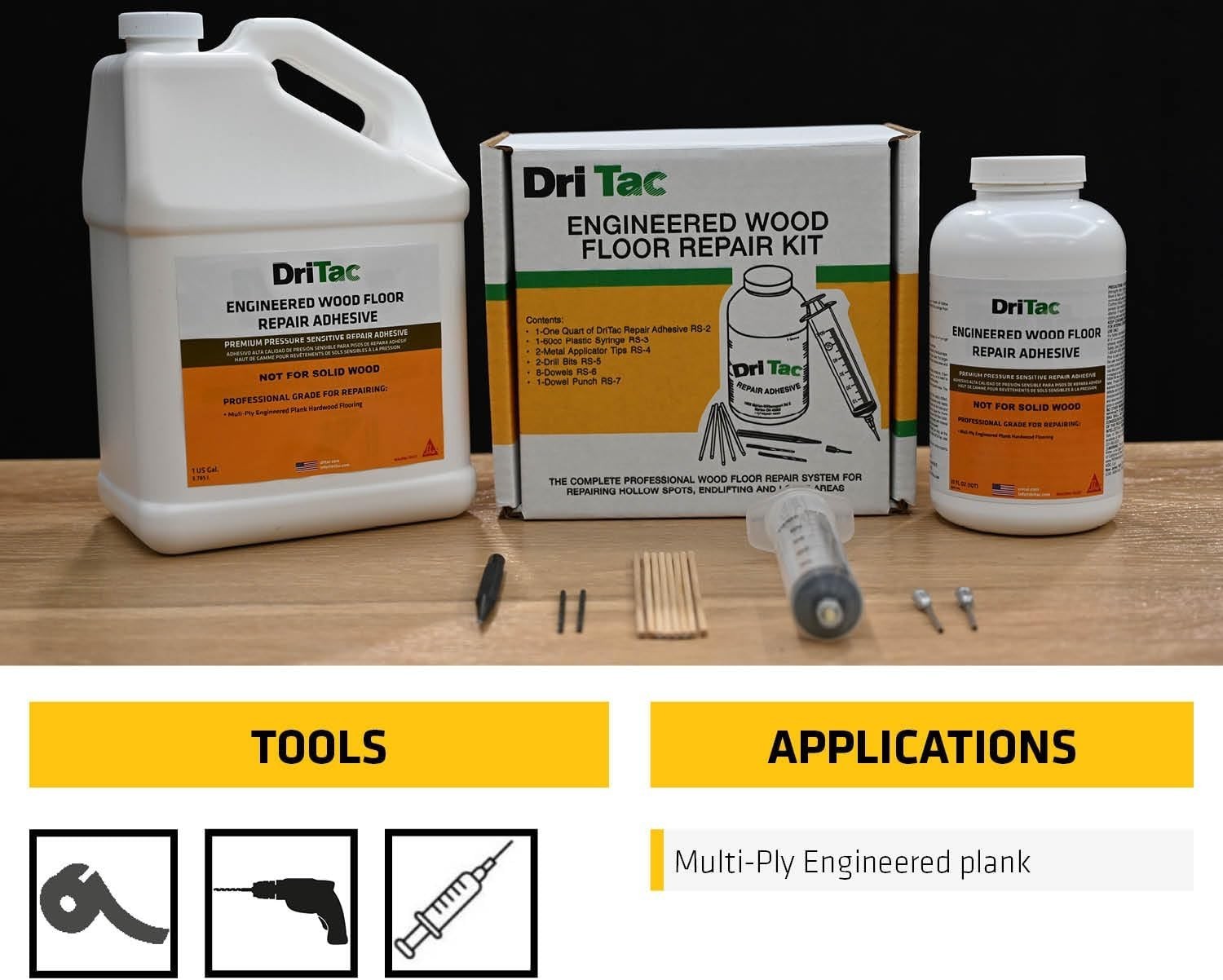 Sika DriTac Wood Floor Repair Adhesive 1Gal Fix Gaps Stops Popping White